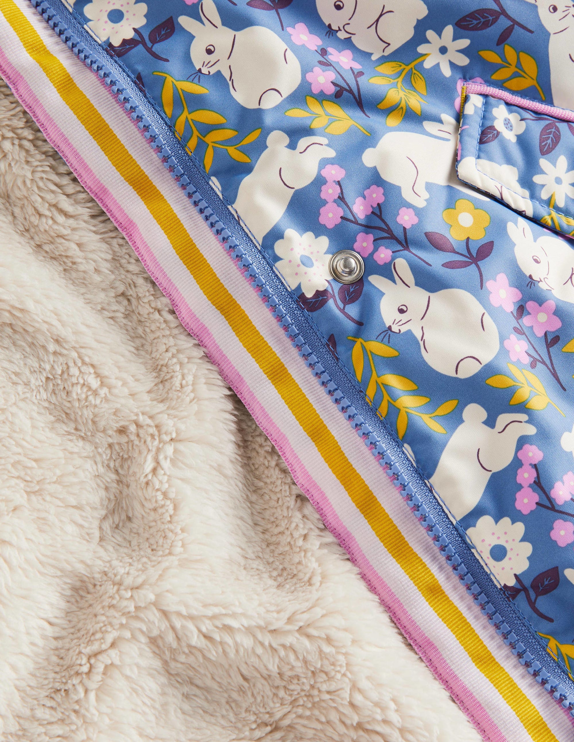 Blue Bunny Print Sherpa-Lined Anorak-Riviera Blue Bunny Field - Image 3