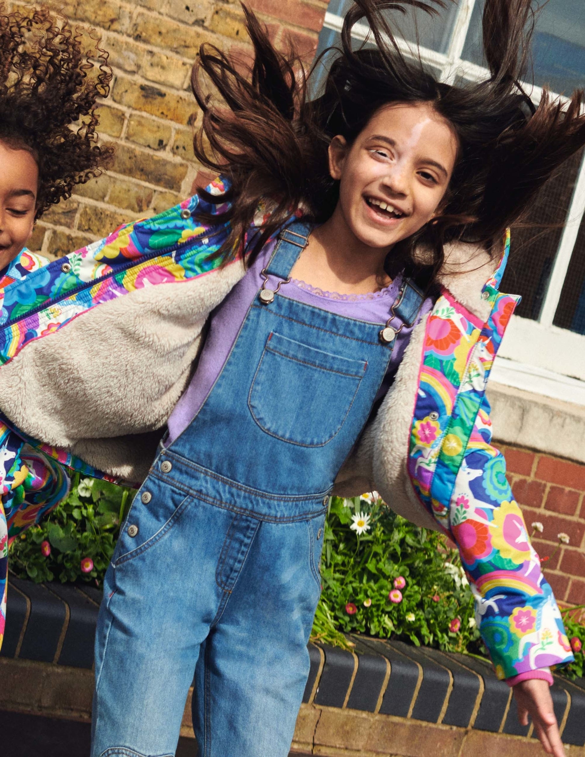 Navy Unicorn Print Sherpa Lined Anorak-Multi Flowerpatch Unicorns-5