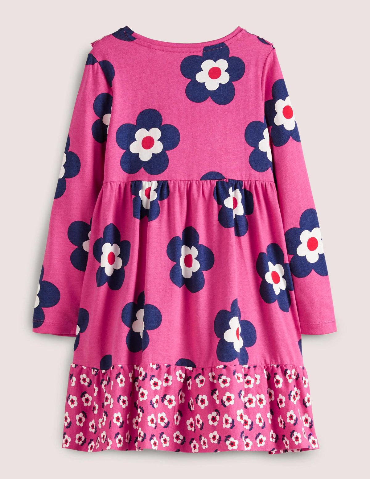 Frill Tiered Jersey Dress-Sweet William Pink Daisy-2