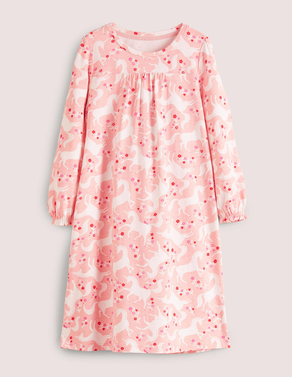 Printed Long-sleeved Nightie-Sweet Pea Pink Fairies - Image 1
