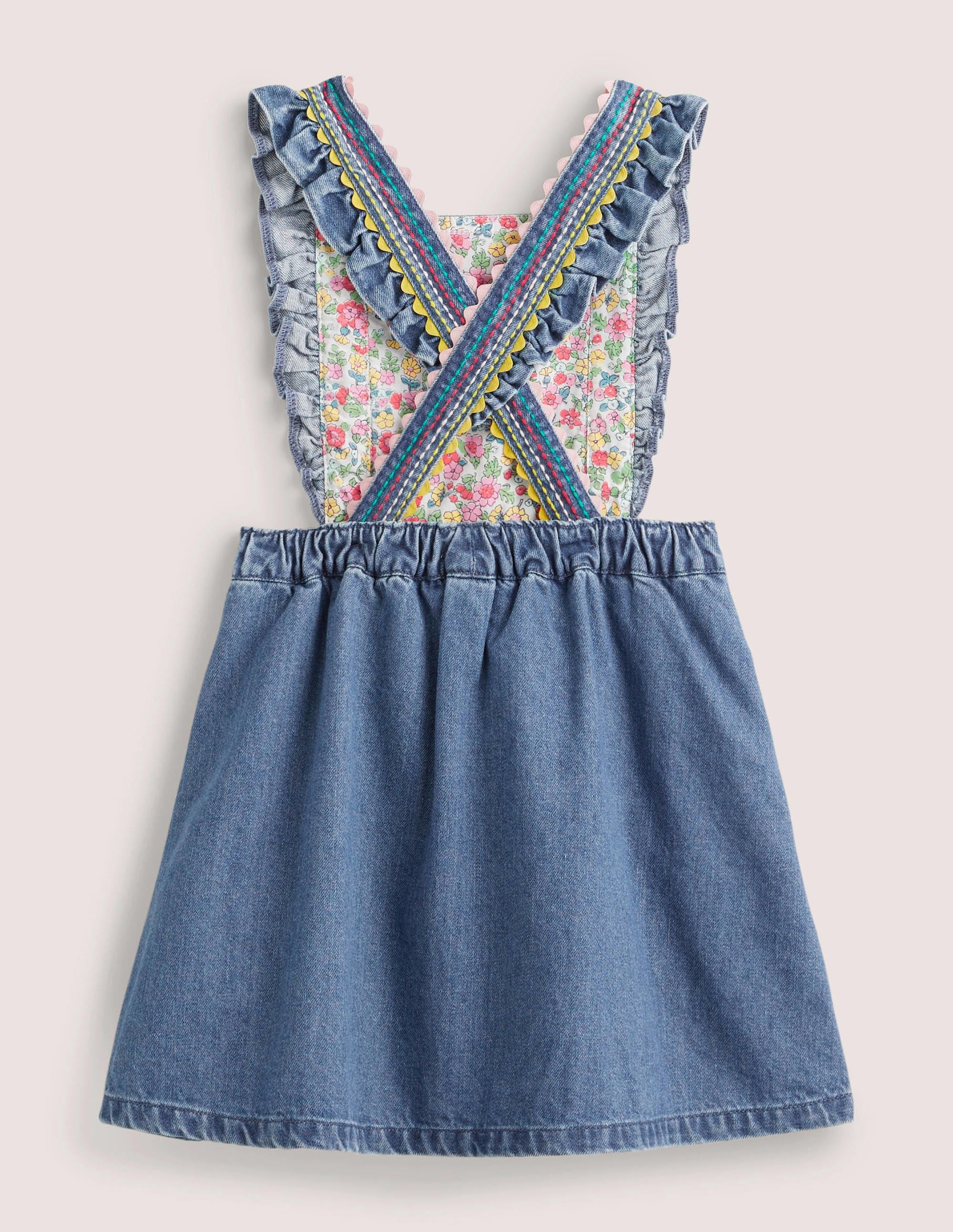 Woven Pinafore Dress-Rainbow Stitch Denim - Image 2