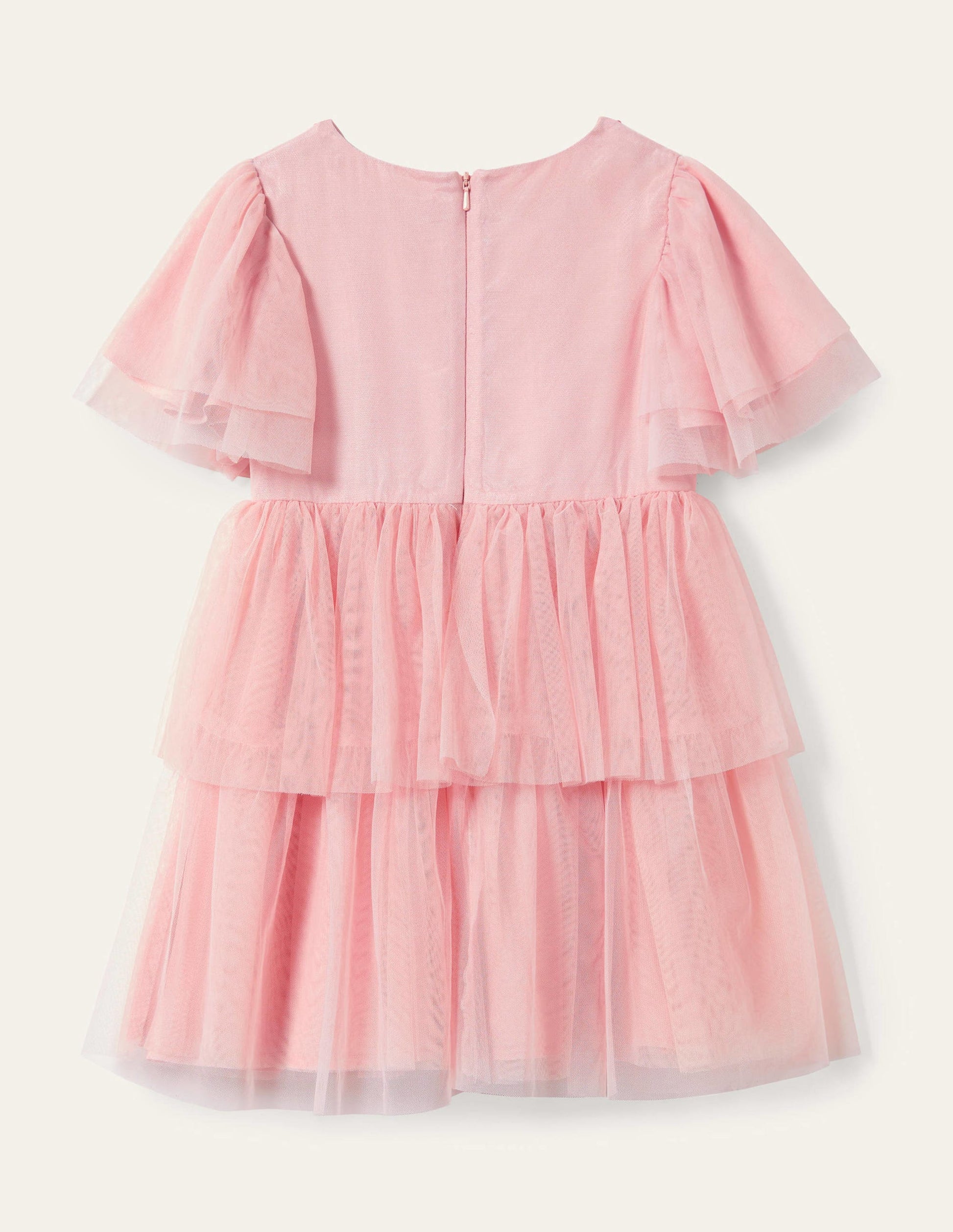 Appliqué Tiered Tulle Dress-Provence Dusty Pink Flowers-2