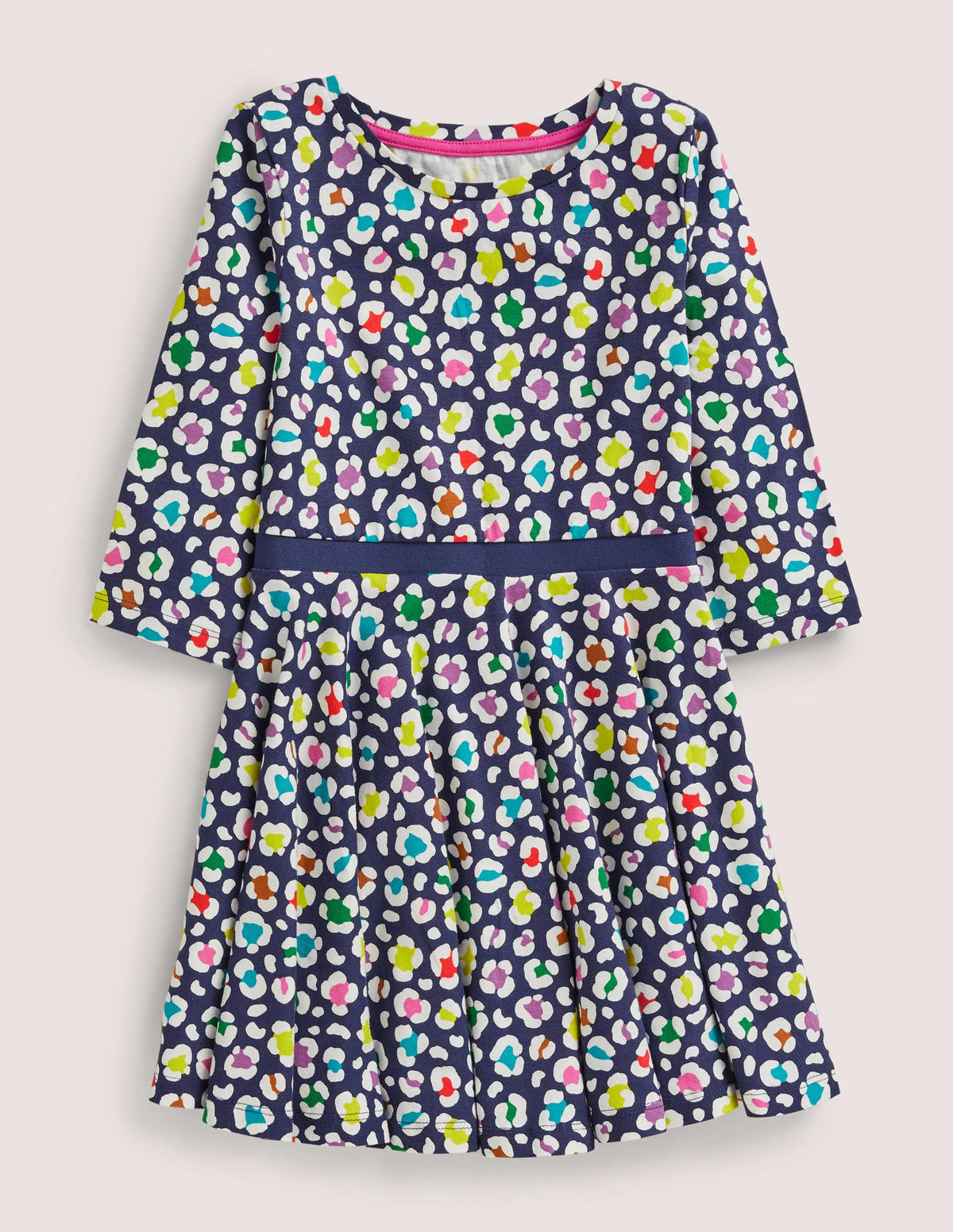 Twirly Skater Dress-Starboard Blue Leopard - Image 1