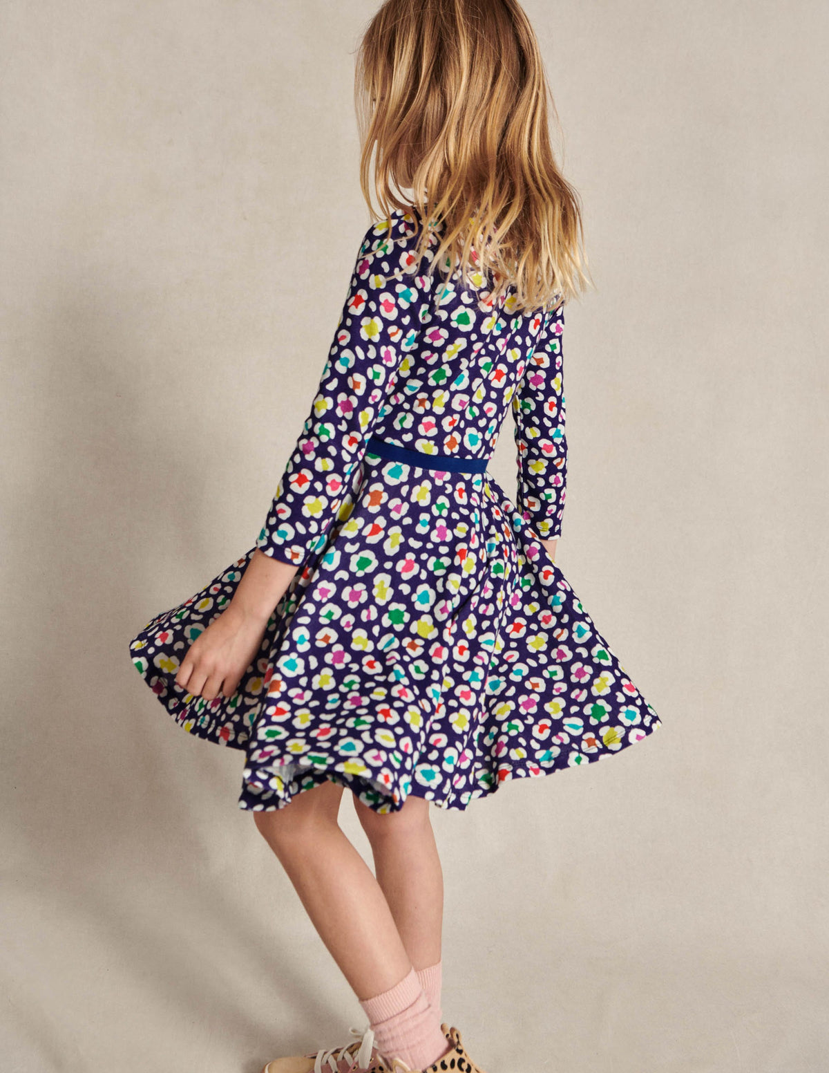 Twirly Skater Dress-Starboard Blue Leopard - Image 5