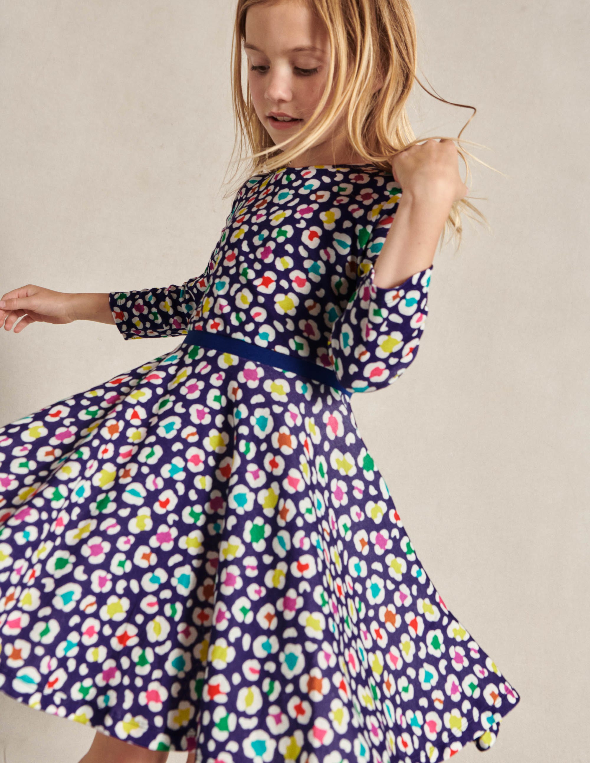 Twirly Skater Dress-Starboard Blue Leopard - Image 7