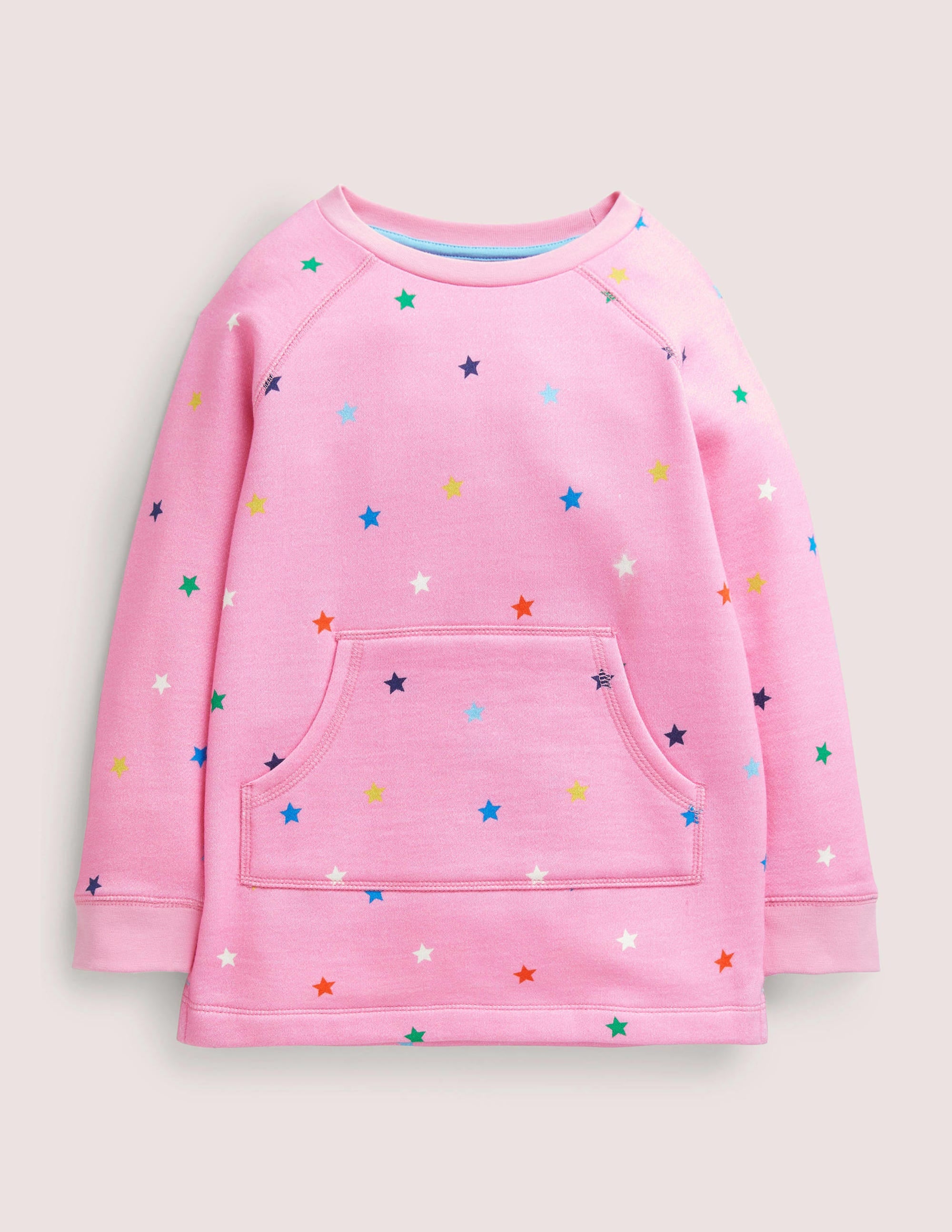 Pink Multi Star Sweatshirt Tunic-Bright Petal Pink Stars - Image 1