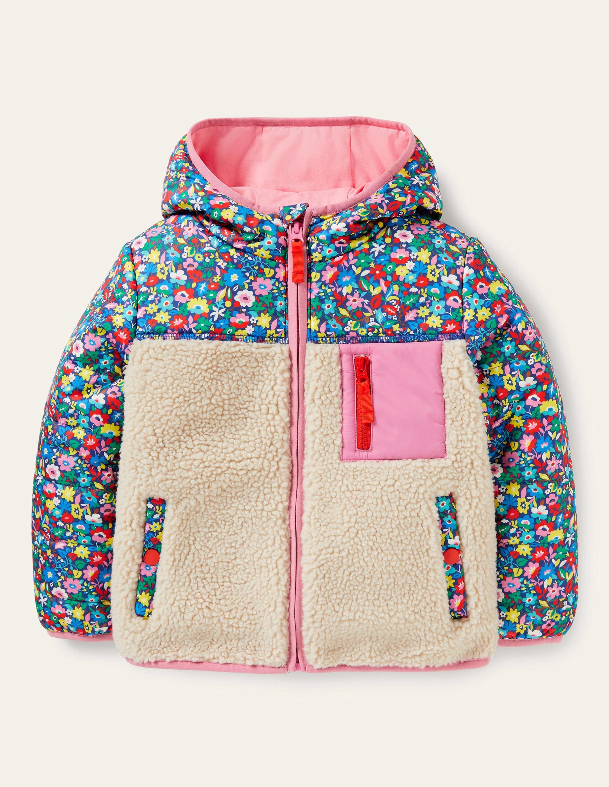 Colourblock Borg Jacket-Borg Multi Patchwork Floral-1