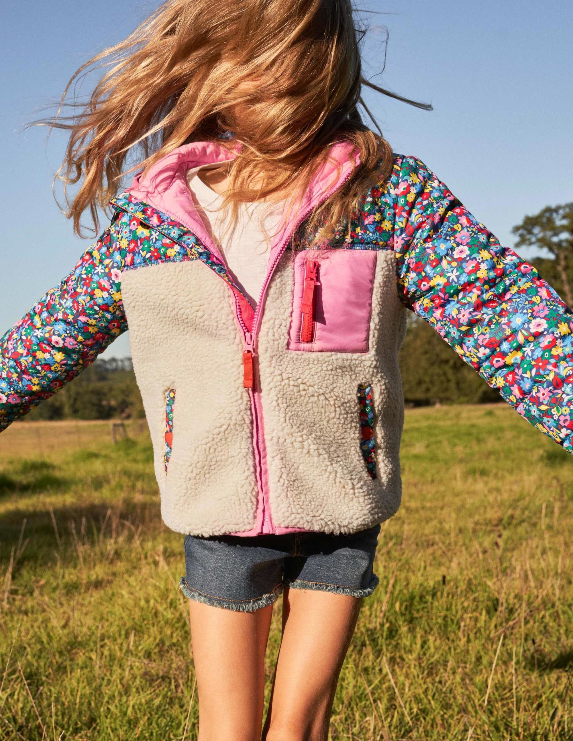 Colourblock Borg Jacket-Borg Multi Patchwork Floral - Image 7