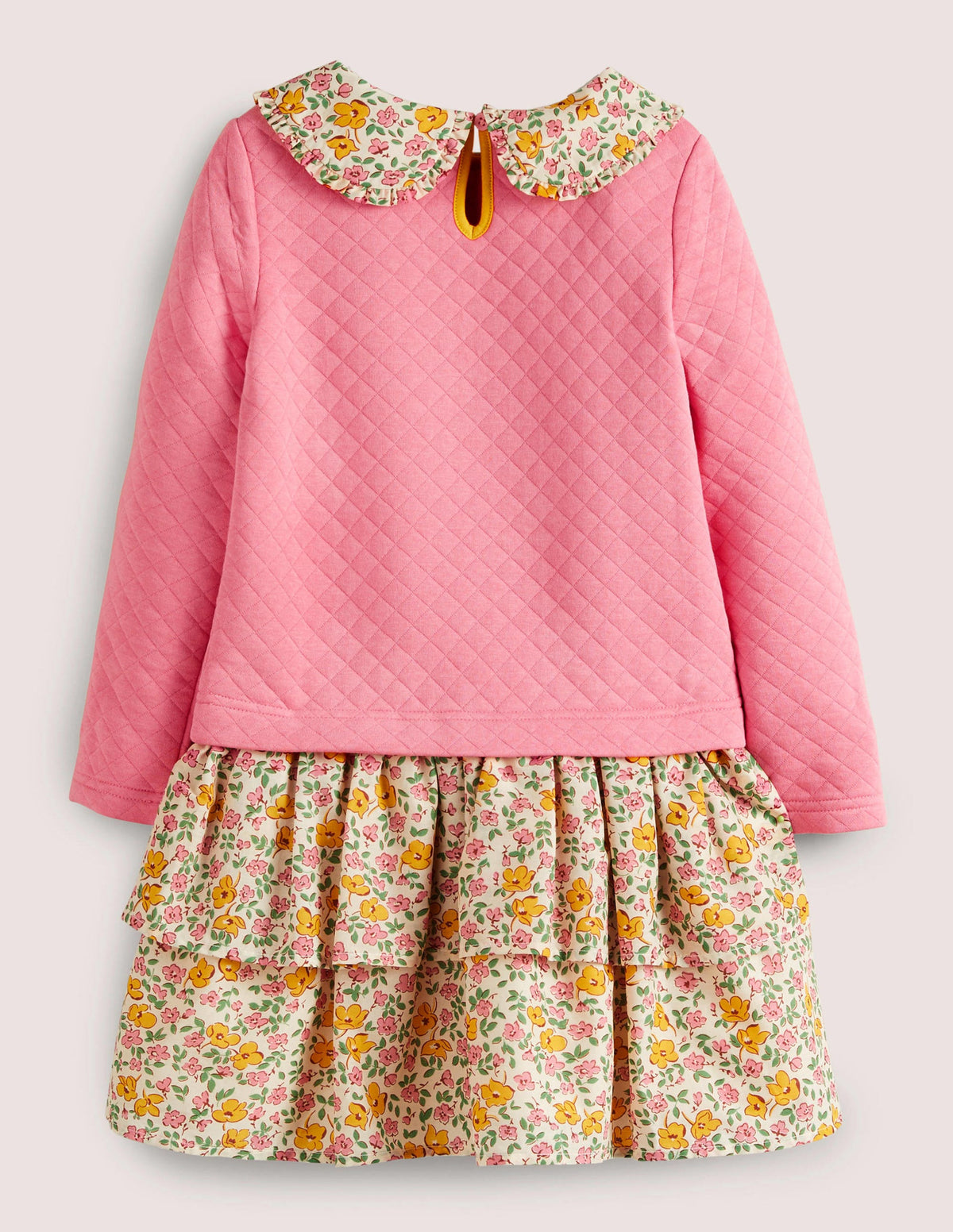 Collared Sweatshirt Dress-Pink Vanilla Vintage Floral-2