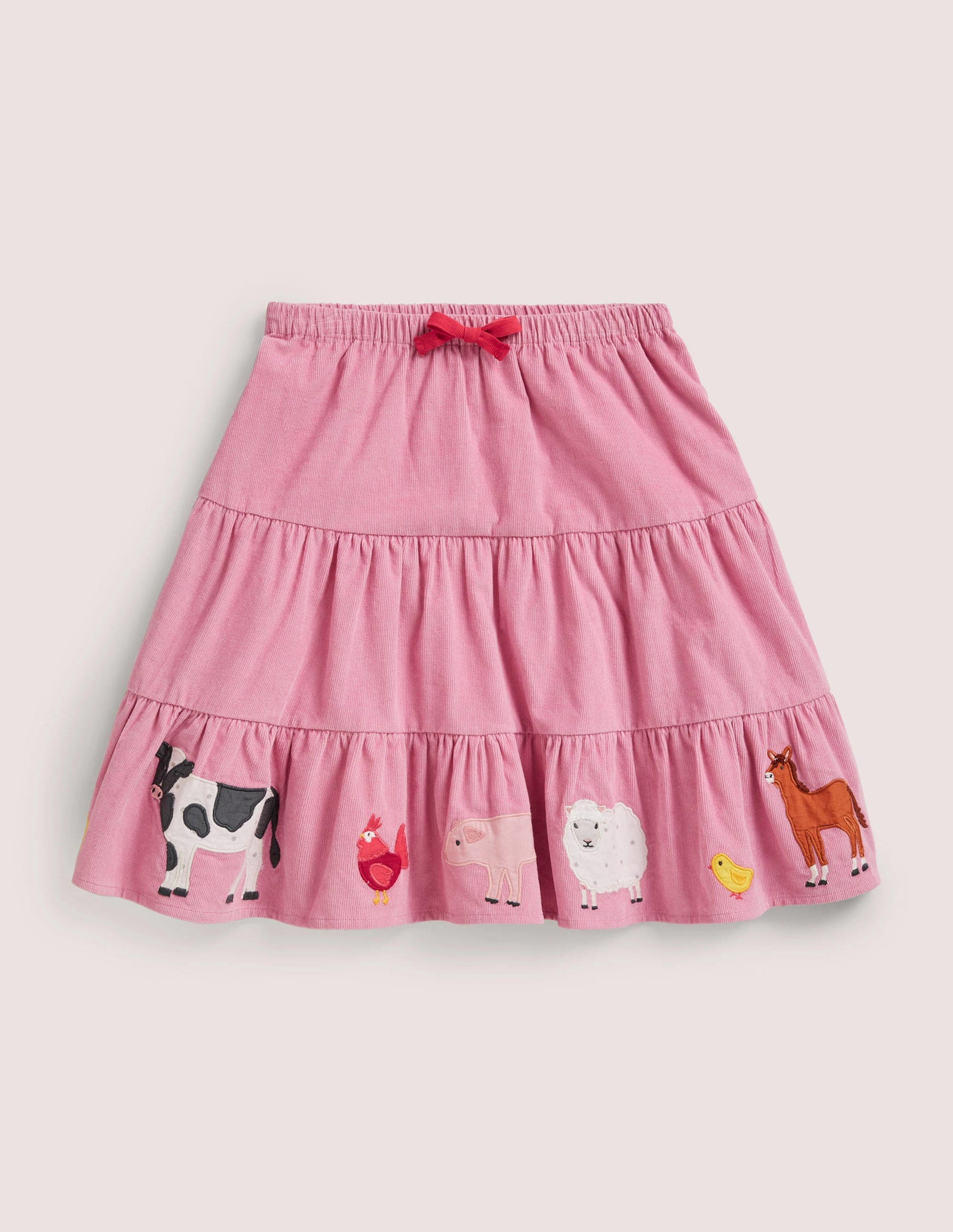 Cord Appliqué Midi Skirt-Formica Pink Farm Animals-1