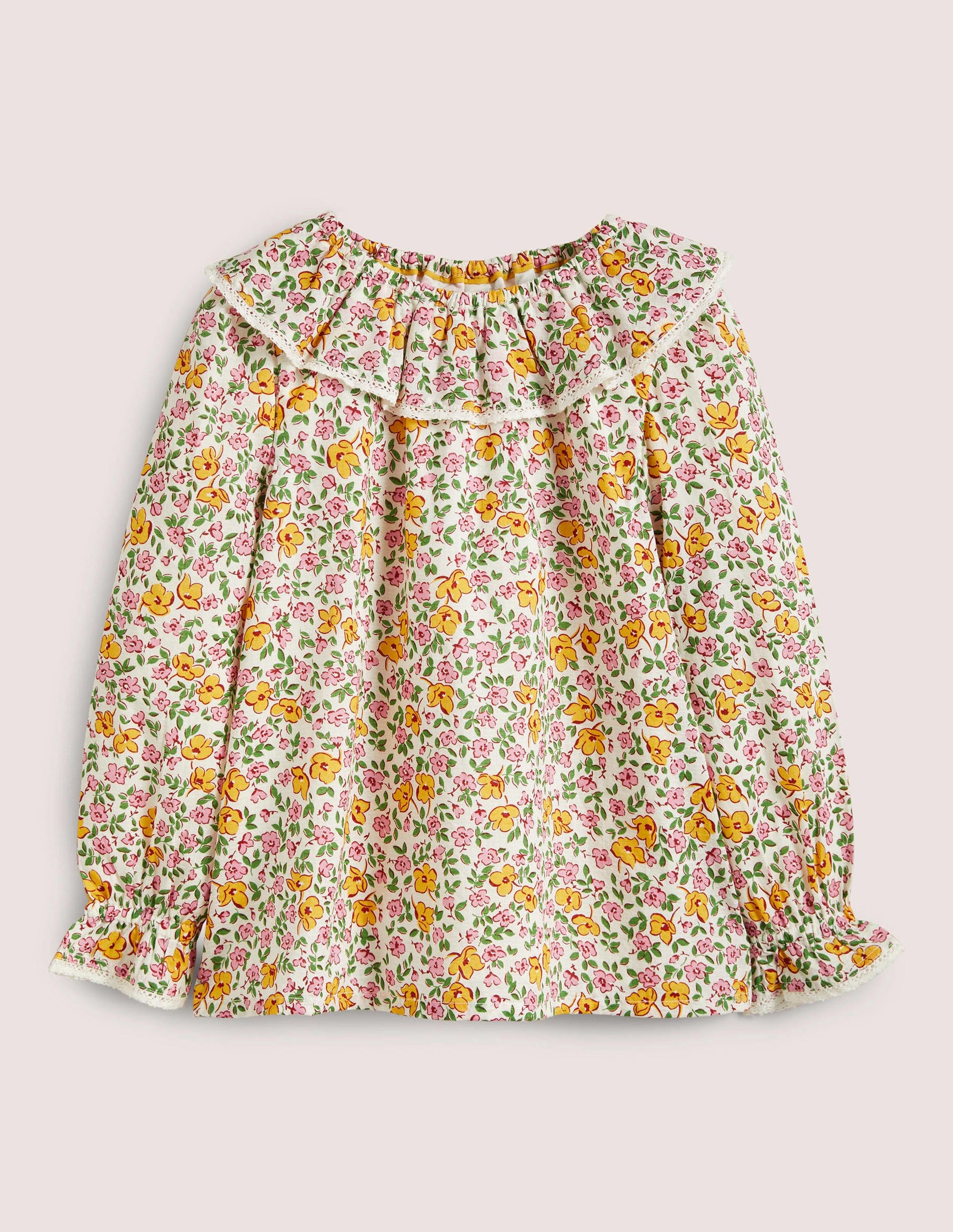 Woven Scallop Collar Top-Vanilla Pod Vintage Floral-1