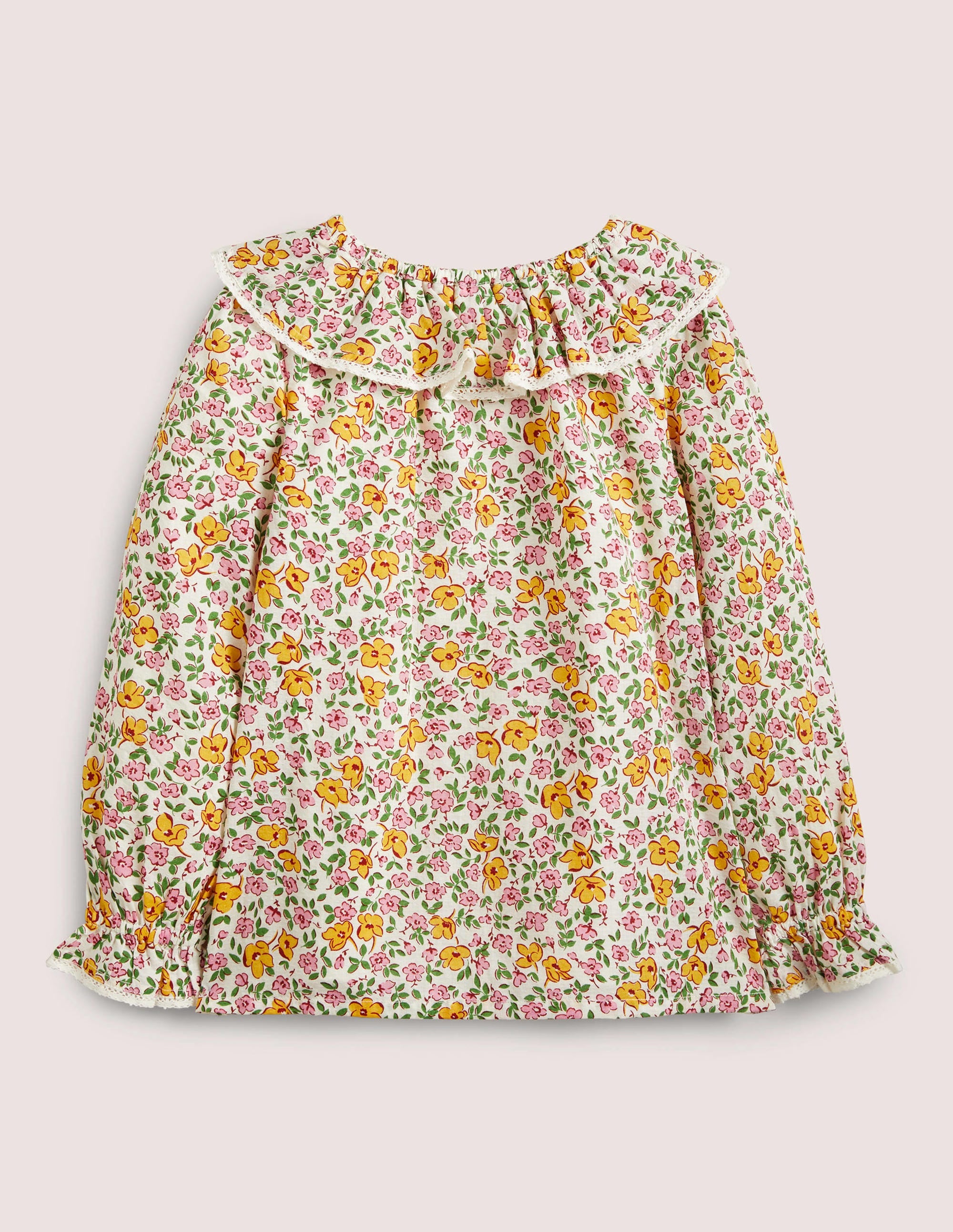 Woven Scallop Collar Top-Vanilla Pod Vintage Floral - Image 2