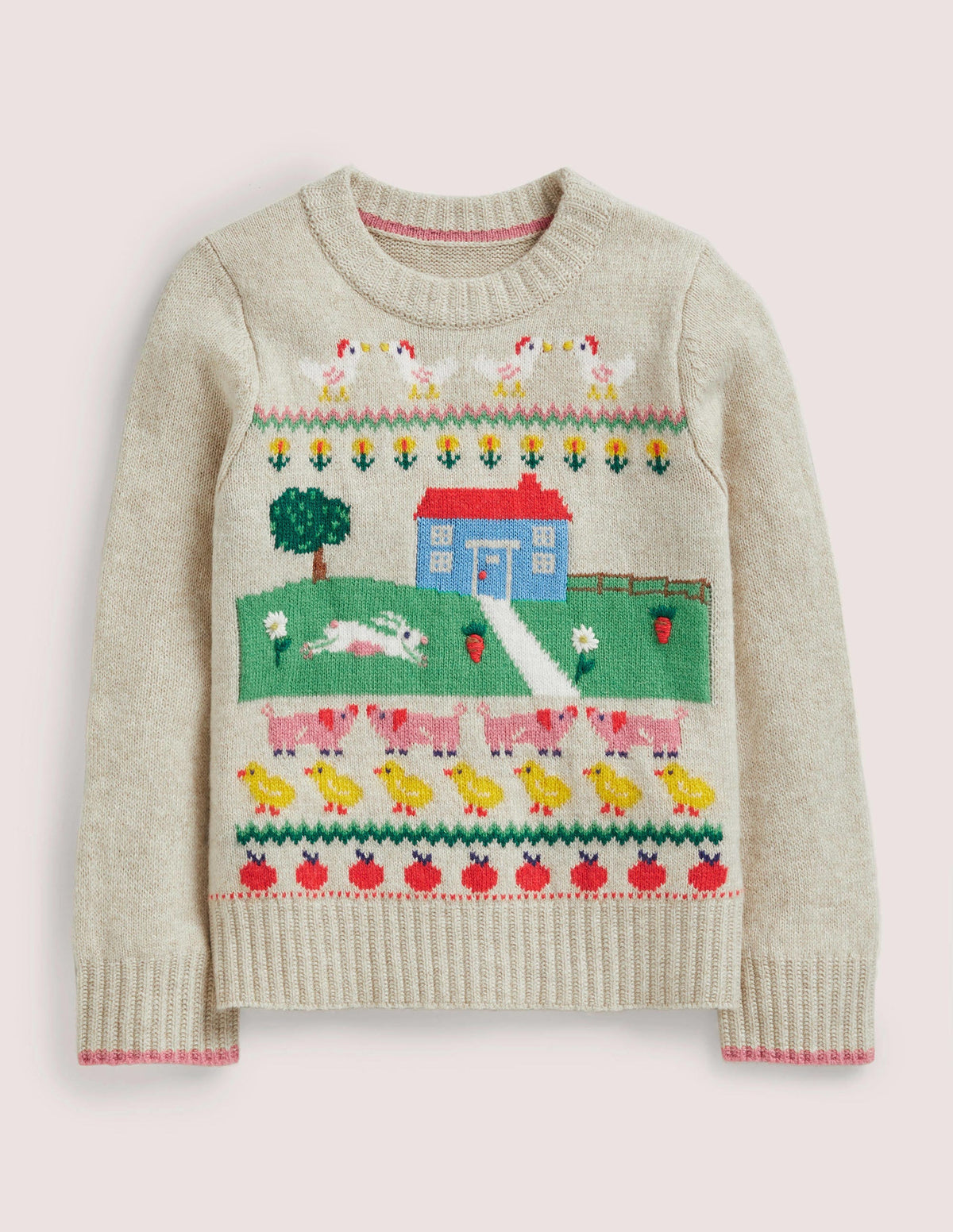Farm House Jumper-Oatmeal Marl House Scene - Image 1