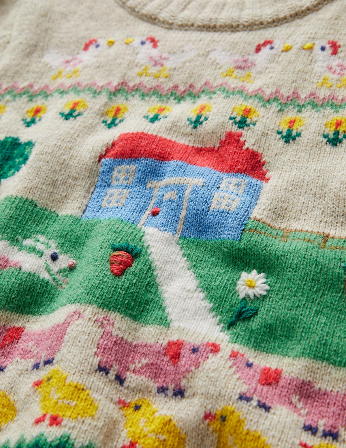 Farm House Jumper-Oatmeal Marl House Scene - Image 3