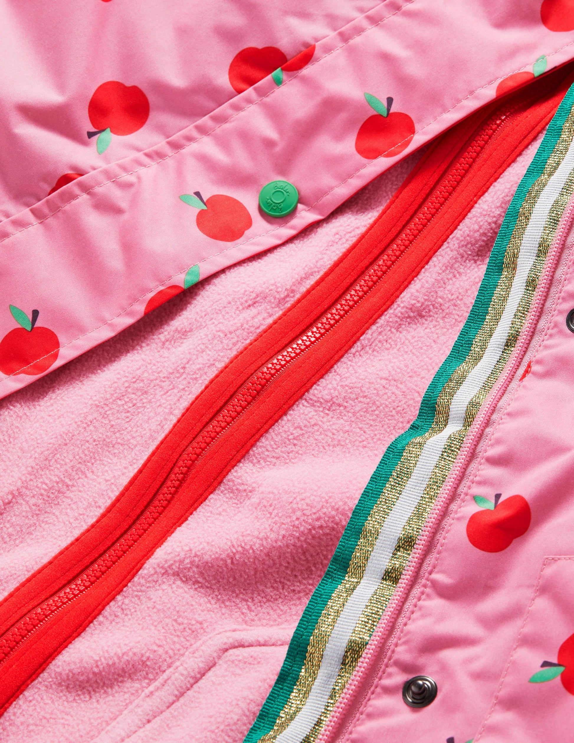 Pink Apple Print Waterproof Jacket-Formica Pink Apples-3