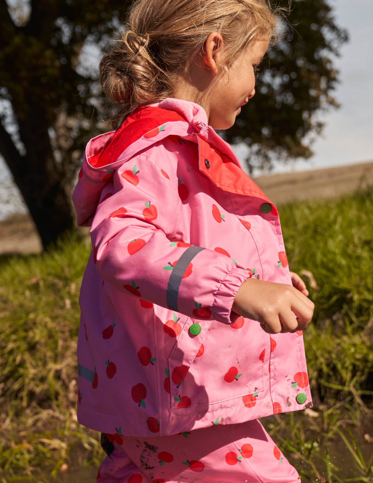 Pink Apple Print Waterproof Jacket-Formica Pink Apples - Image 8