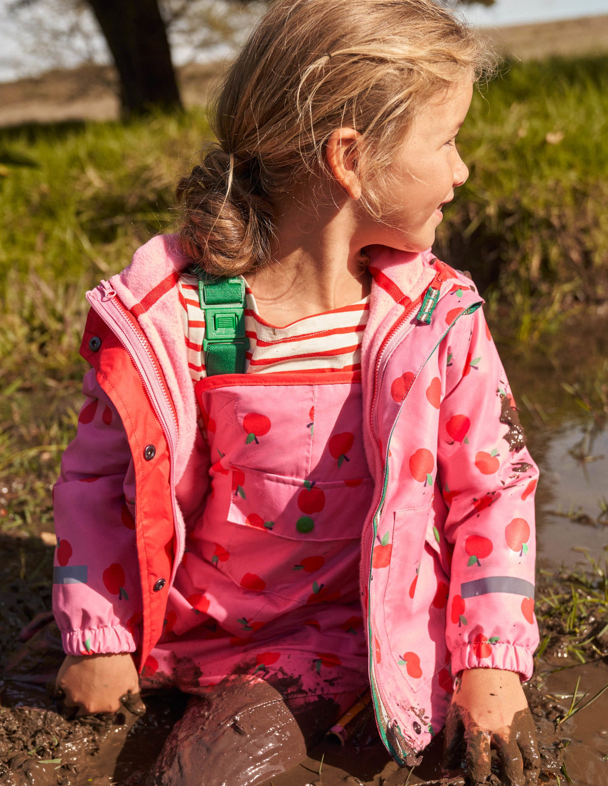 Pink Apple Print Waterproof Jacket-Formica Pink Apples - Image 9