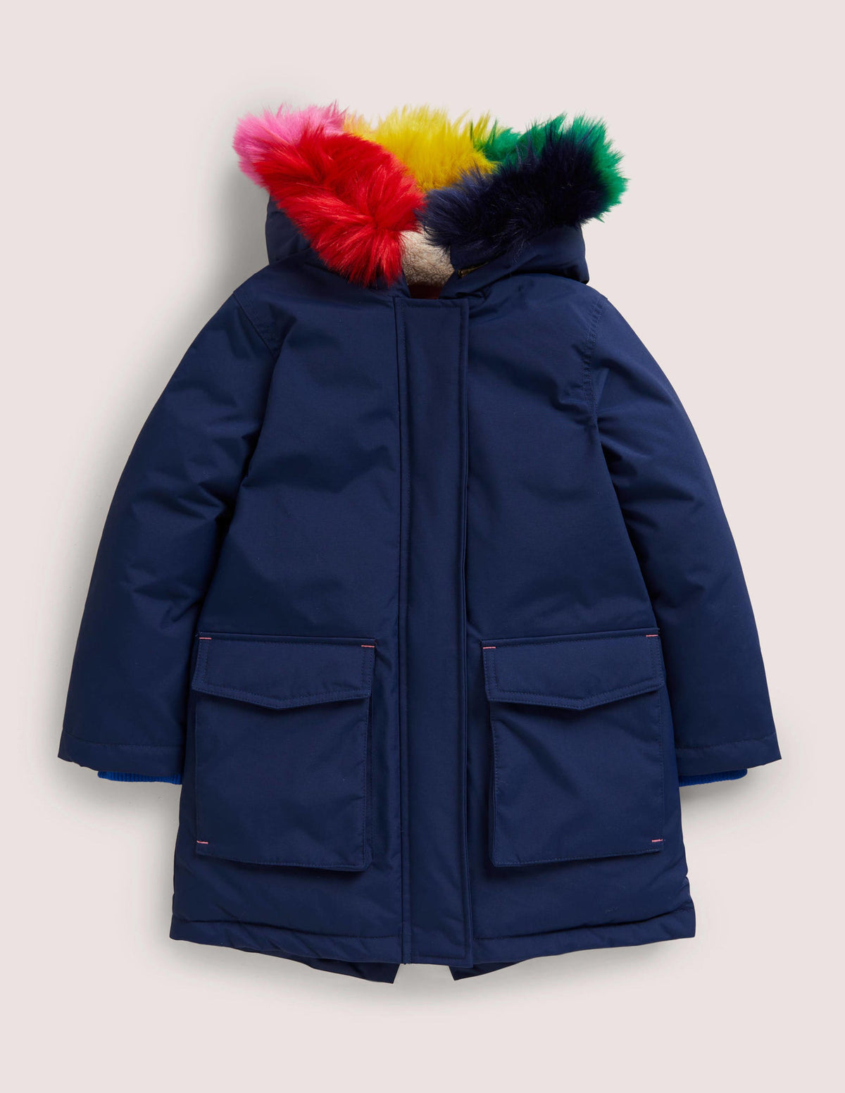 Navy Rainbow Hooded Waterproof Parka-College Navy-1