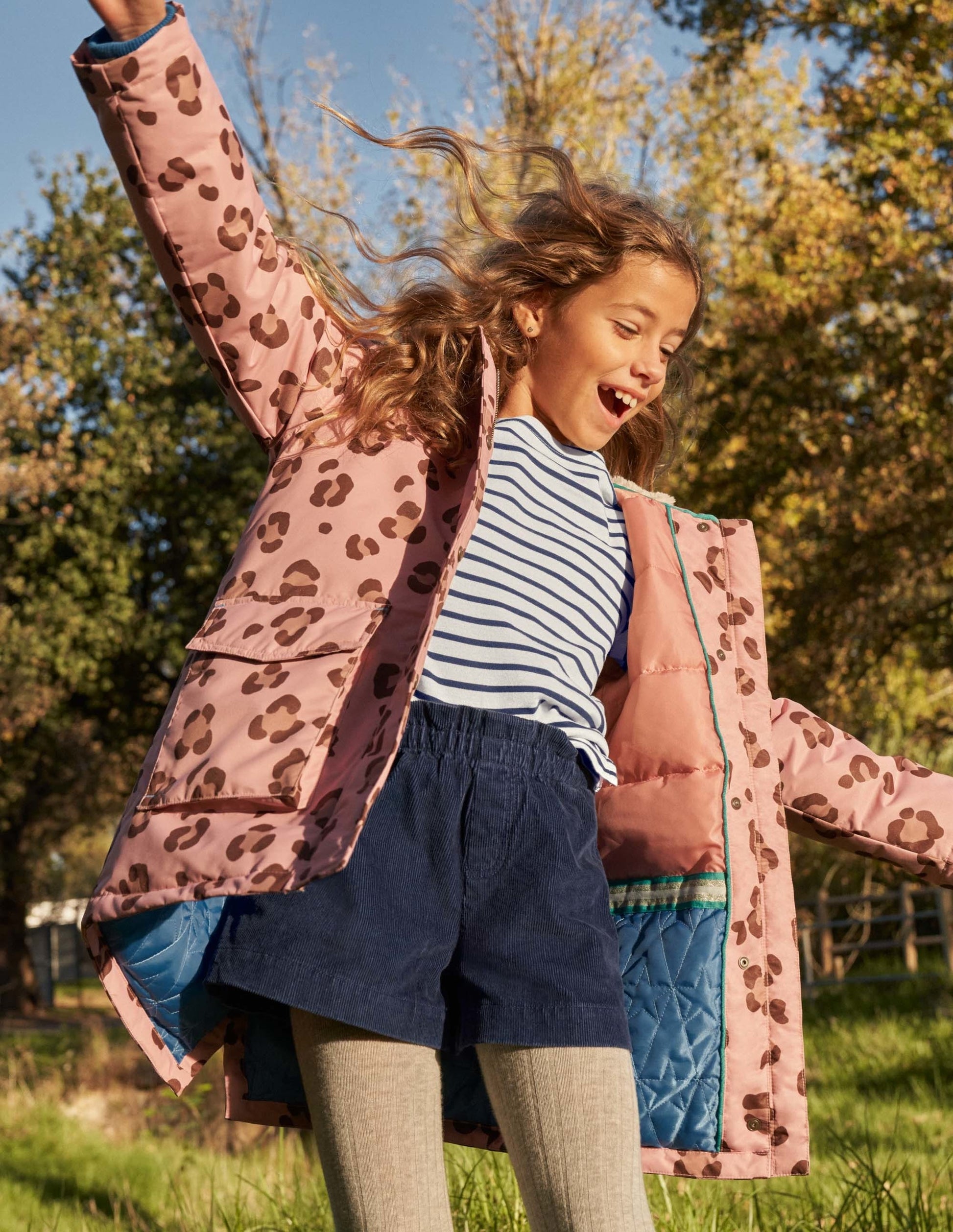 Pink Animal Print Waterproof Parka-Almond Pink Animal Print-5