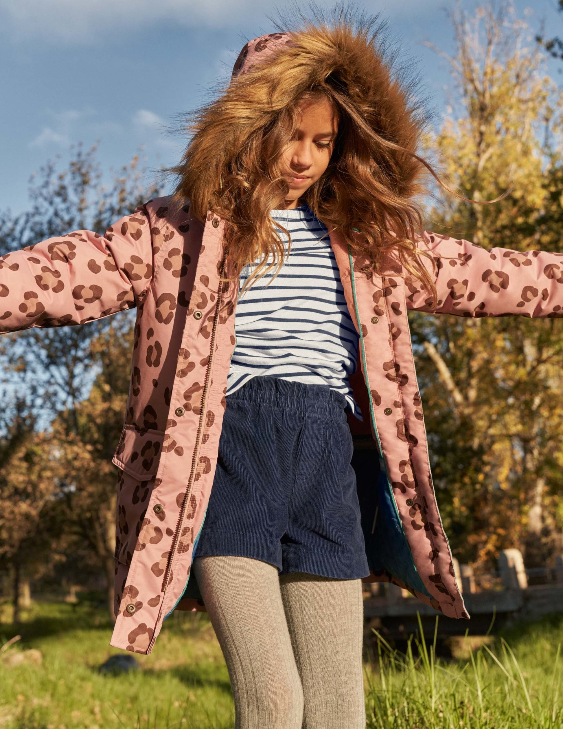Pink Animal Print Waterproof Parka-Almond Pink Animal Print-6