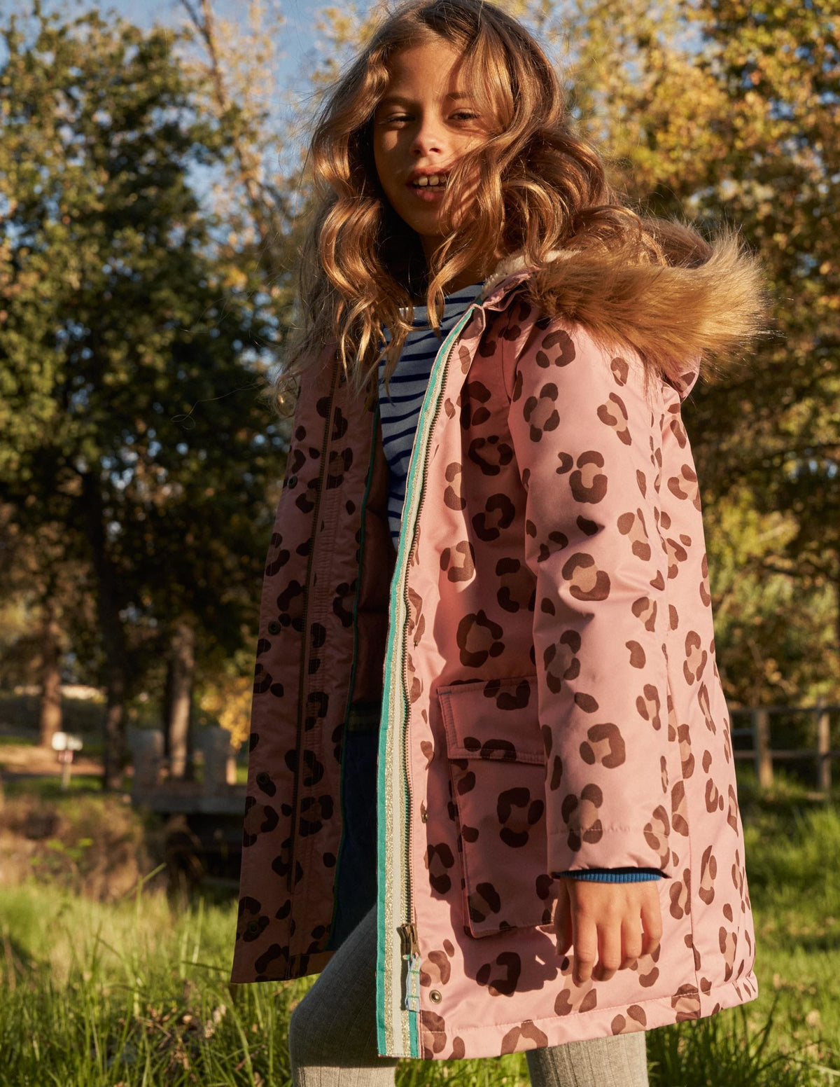 Pink Animal Print Waterproof Parka-Almond Pink Animal Print - Image 7