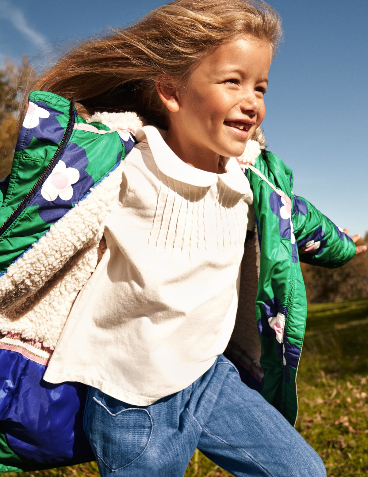 Green Floral Longline Quilted Jacket-Green Daisy Geo - Image 6