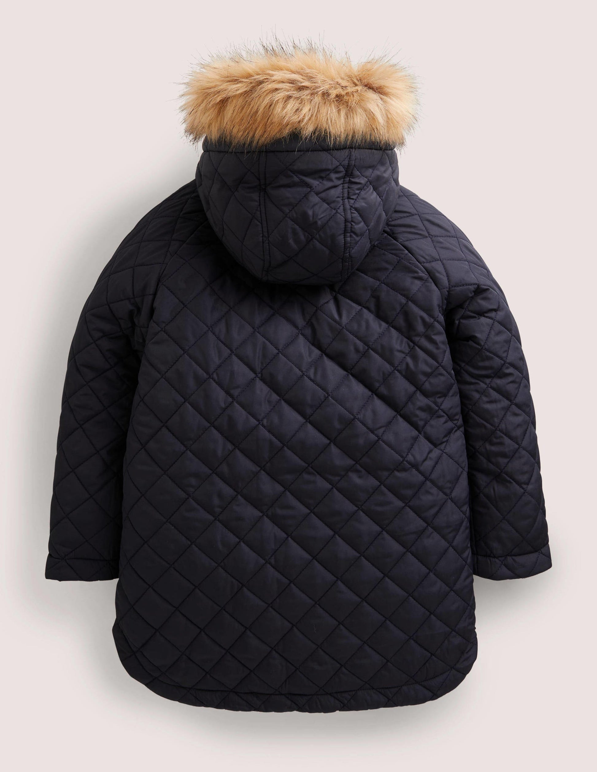 Longline Quilted Jacket-College Navy-2