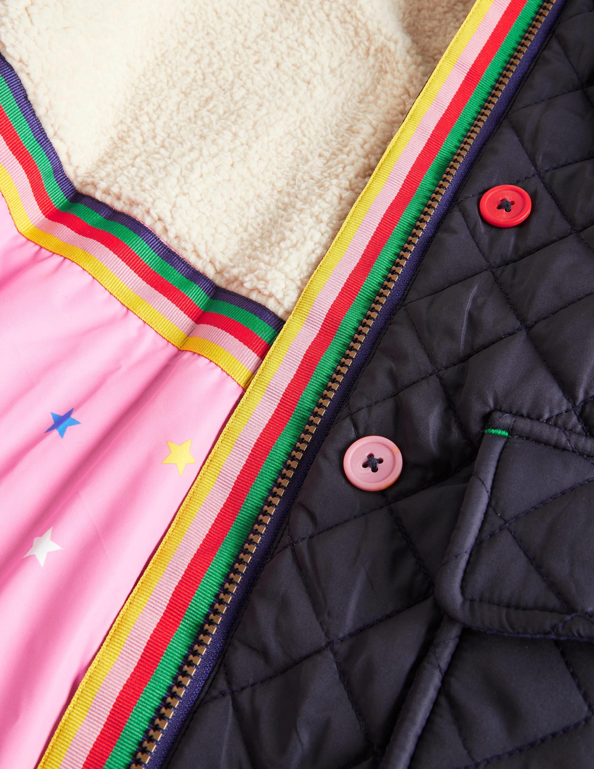 Longline Quilted Jacket-College Navy - Image 3