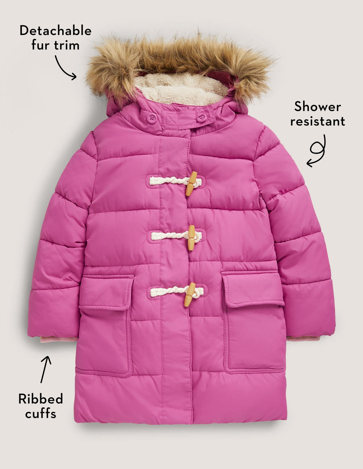 Pink Hooded Puffer Jacket-Sweet Pink - Image 5