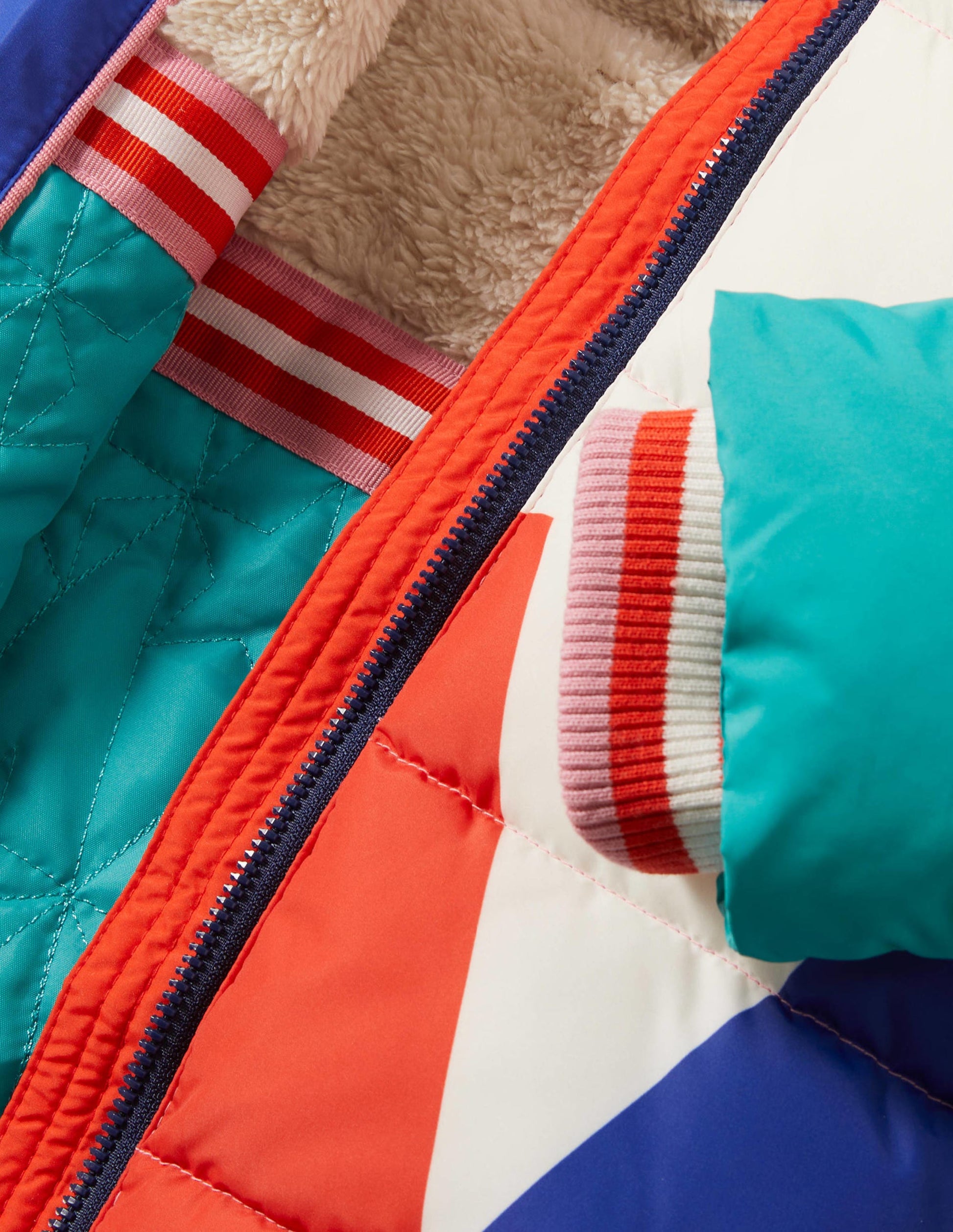 Shower Resistant Padded Jacket-Multi Colourblock Star-3