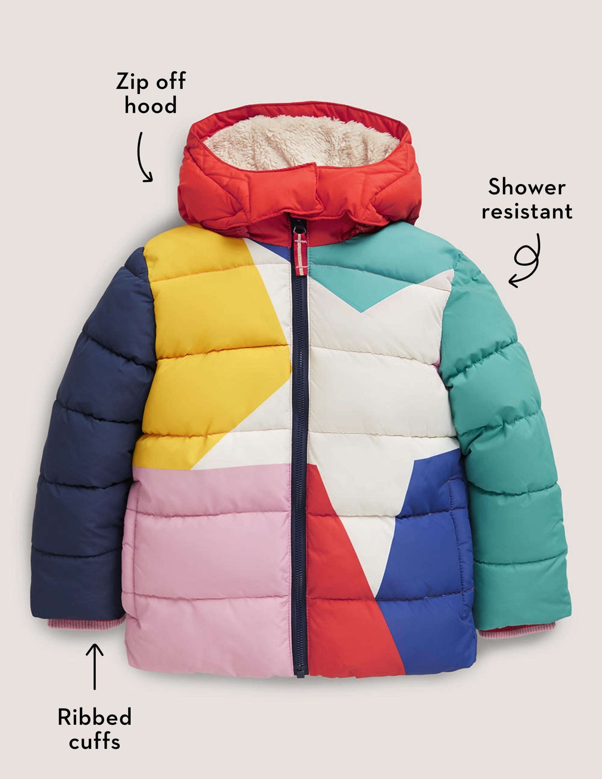 Shower Resistant Padded Jacket-Multi Colourblock Star - Image 5