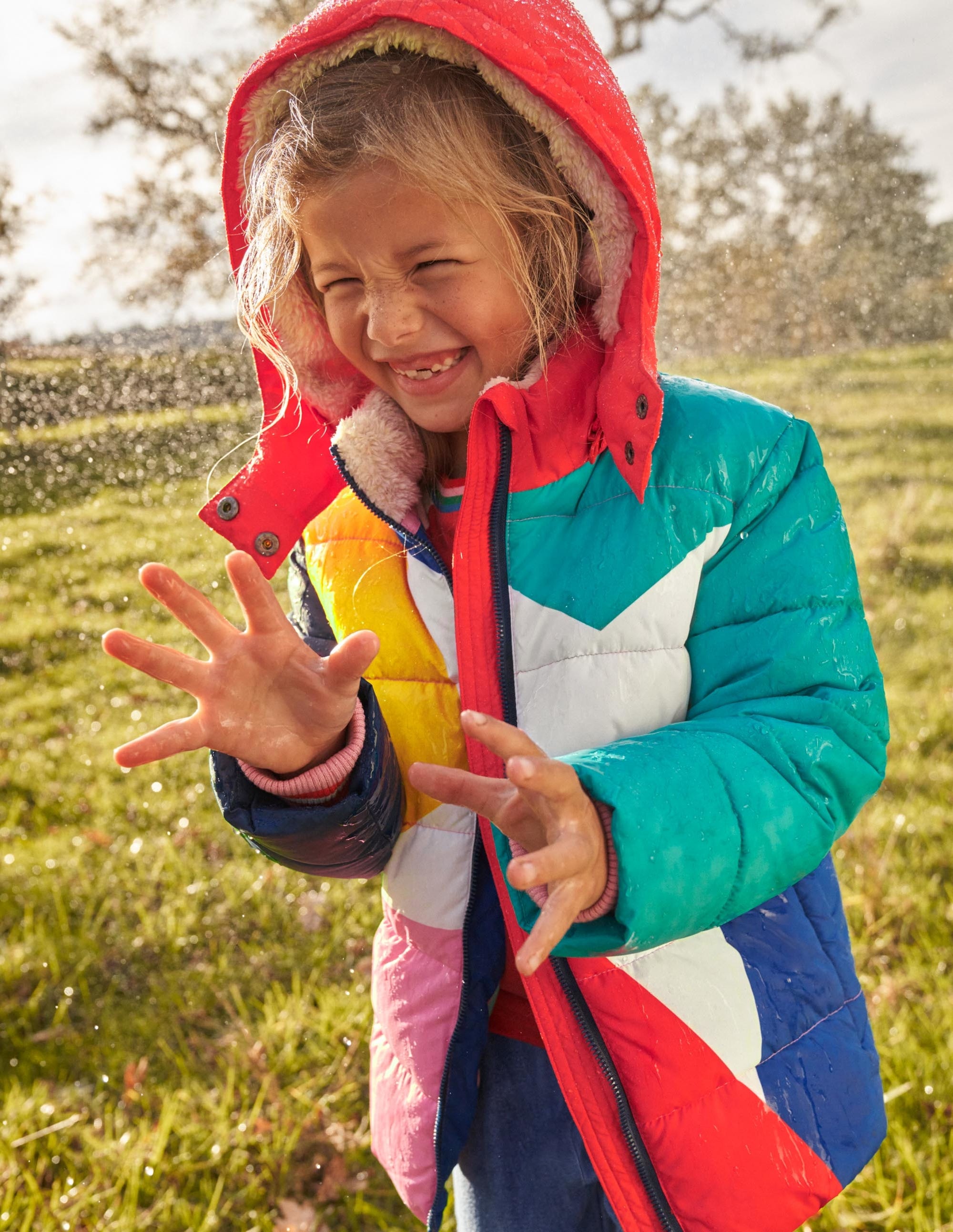 Shower Resistant Padded Jacket-Multi Colourblock Star - Image 6