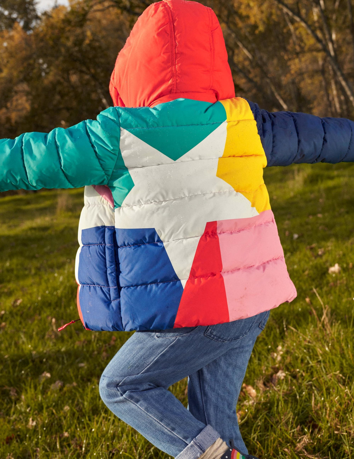 Shower Resistant Padded Jacket-Multi Colourblock Star-7