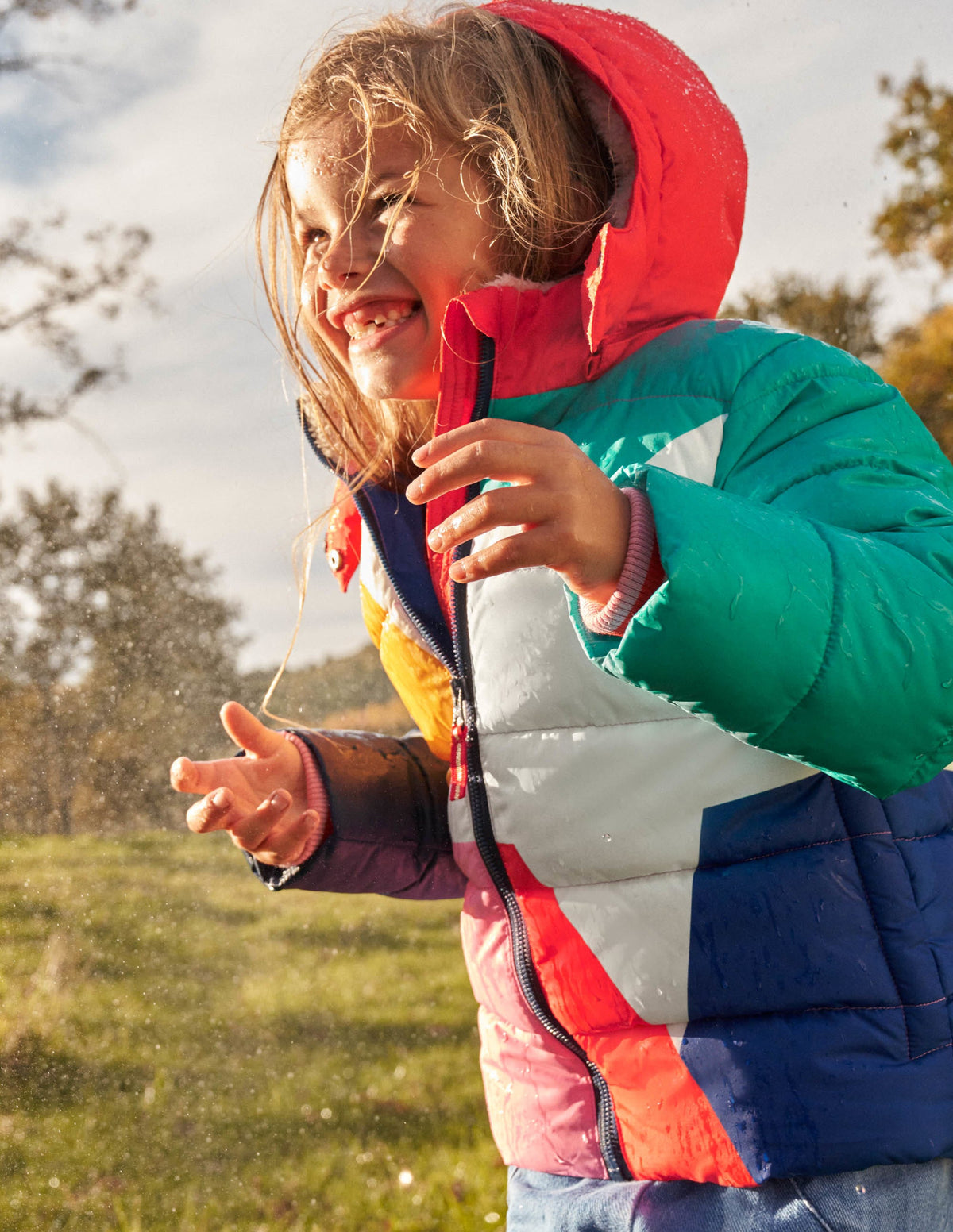Shower Resistant Padded Jacket-Multi Colourblock Star-8