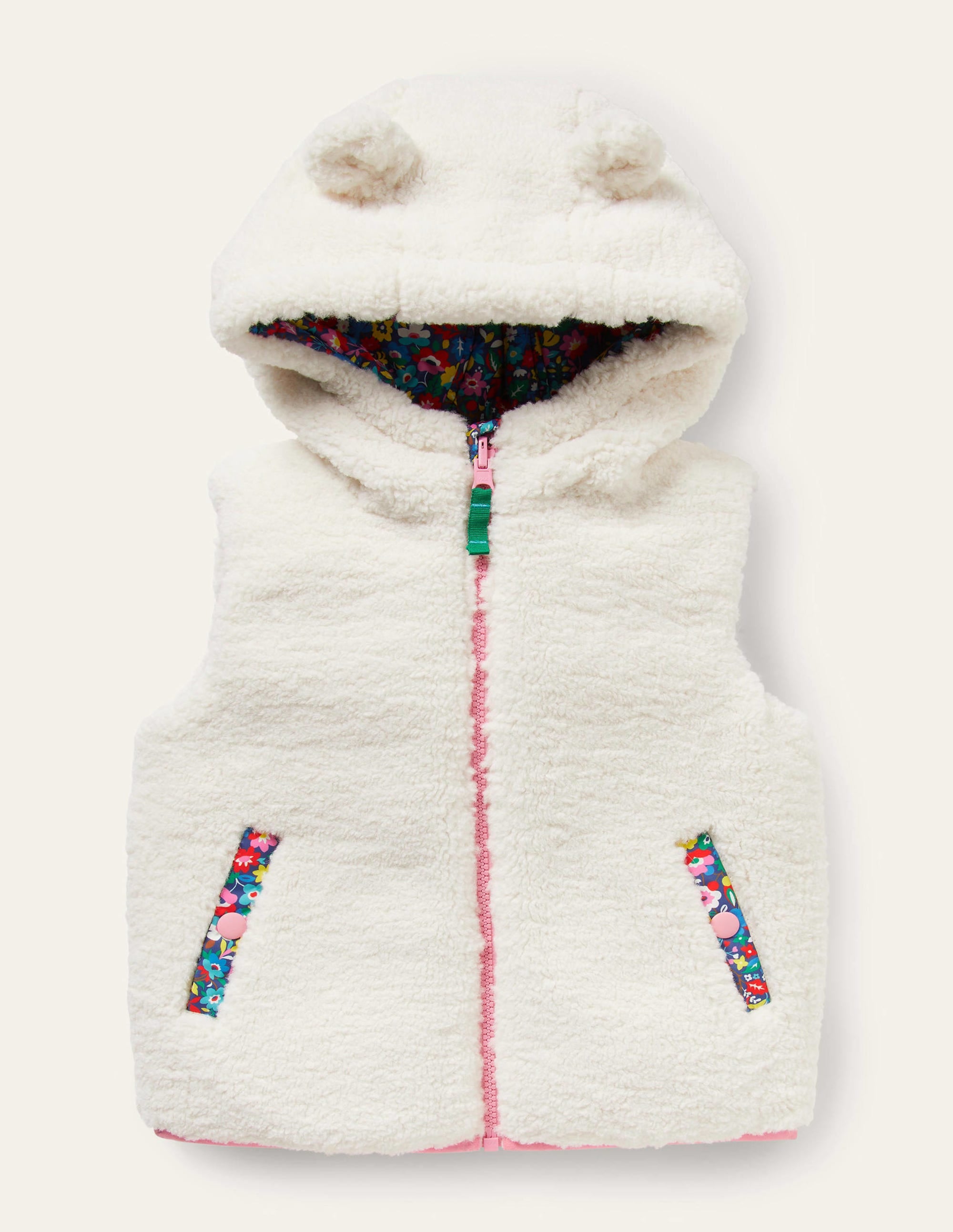 Borg Mix Reversible Gilet-Multi Patchwork Floral - Image 1