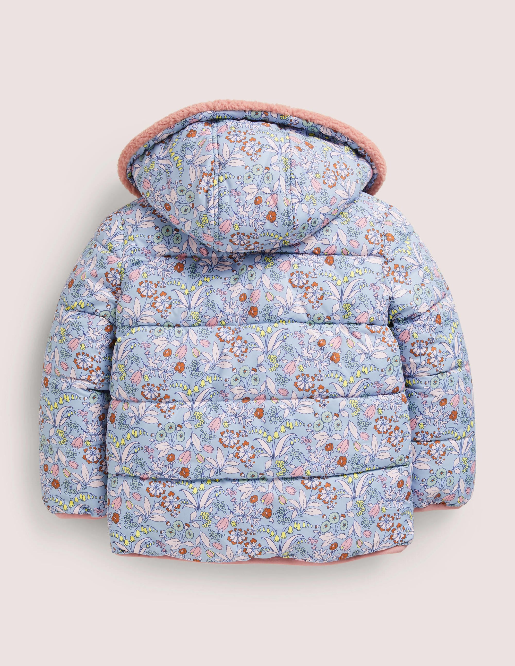 Reversible Borg Jacket-Dusty Blue Floral - Image 2