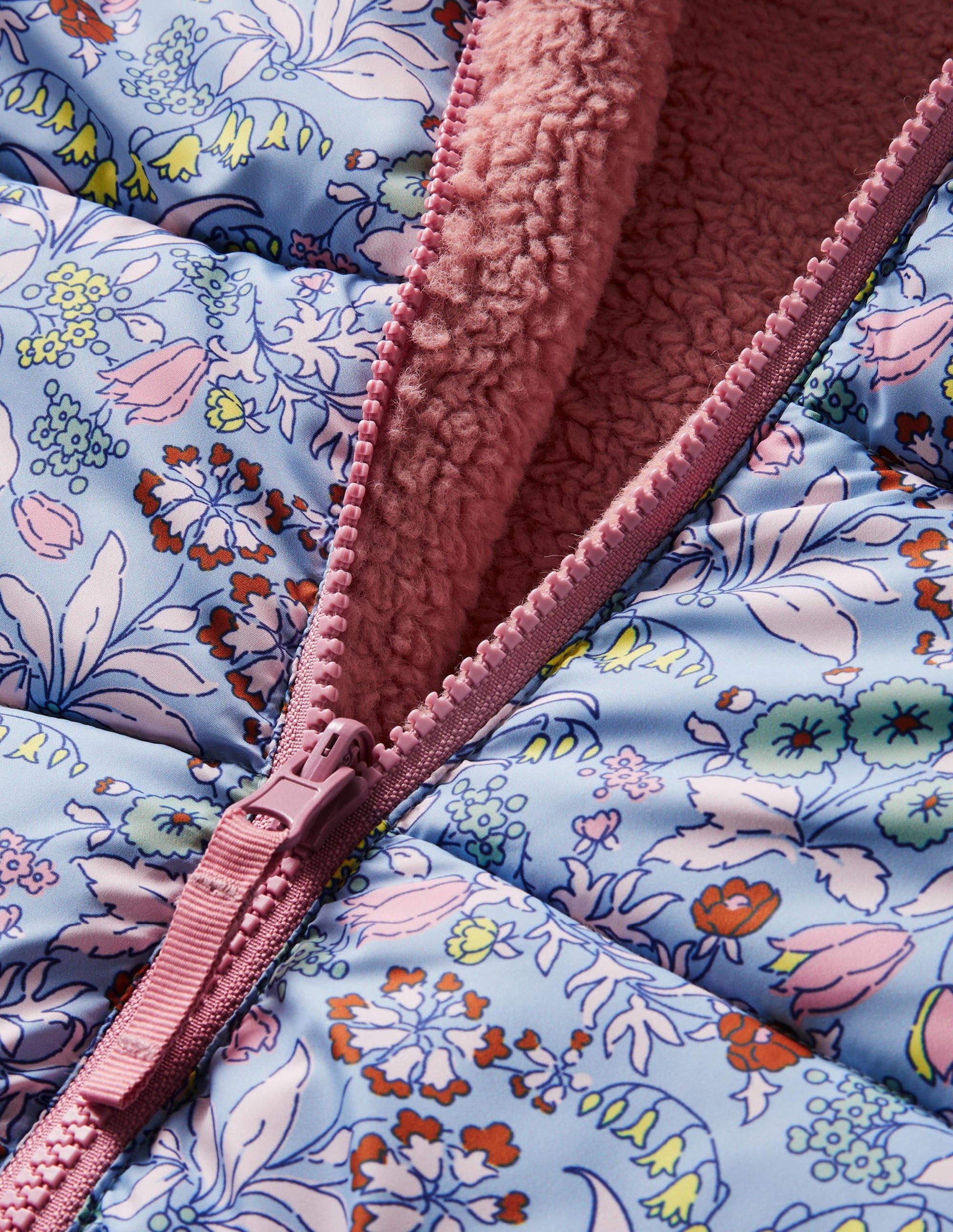 Reversible Borg Jacket-Dusty Blue Floral - Image 3
