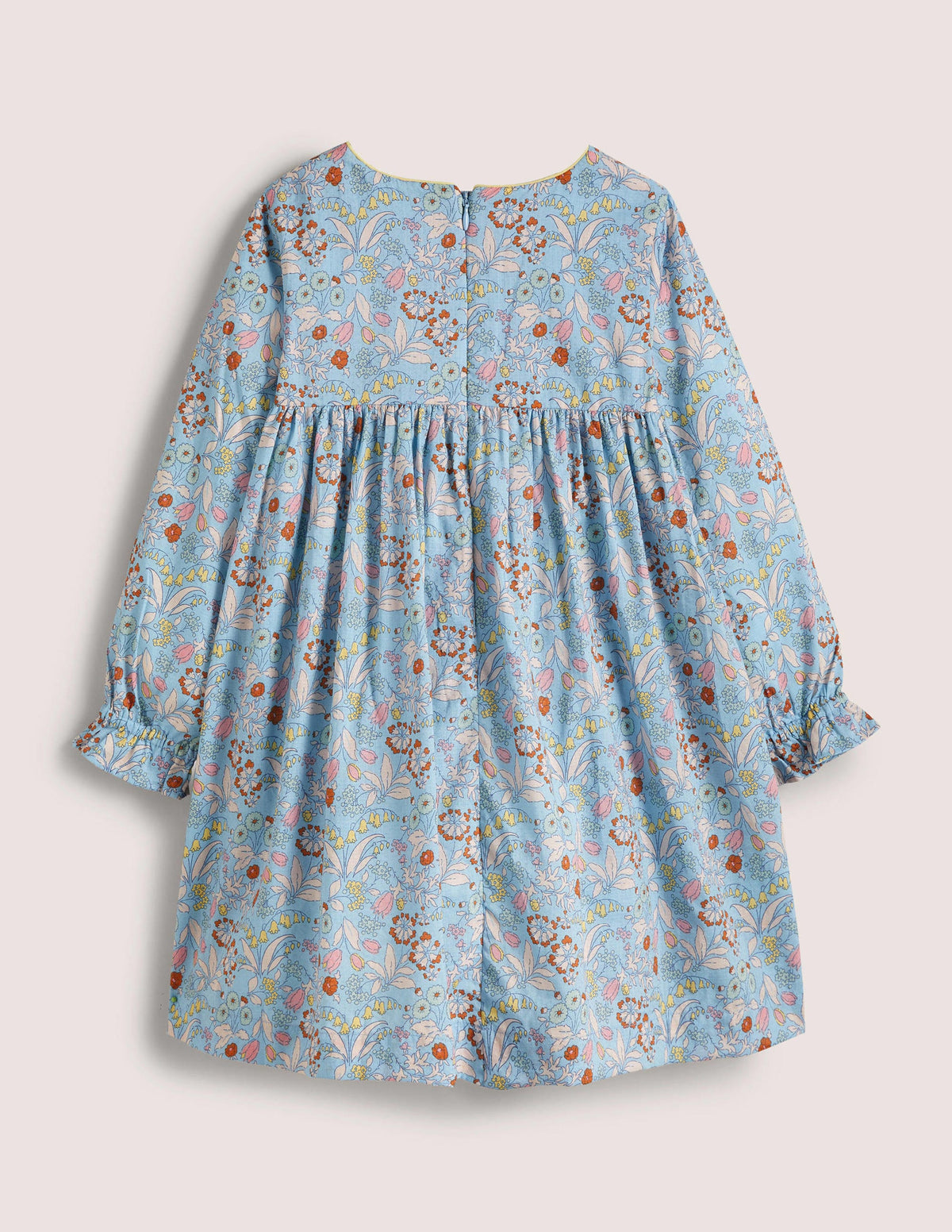 Long-sleeved Smock Dress-Dusty Blue - Image 2