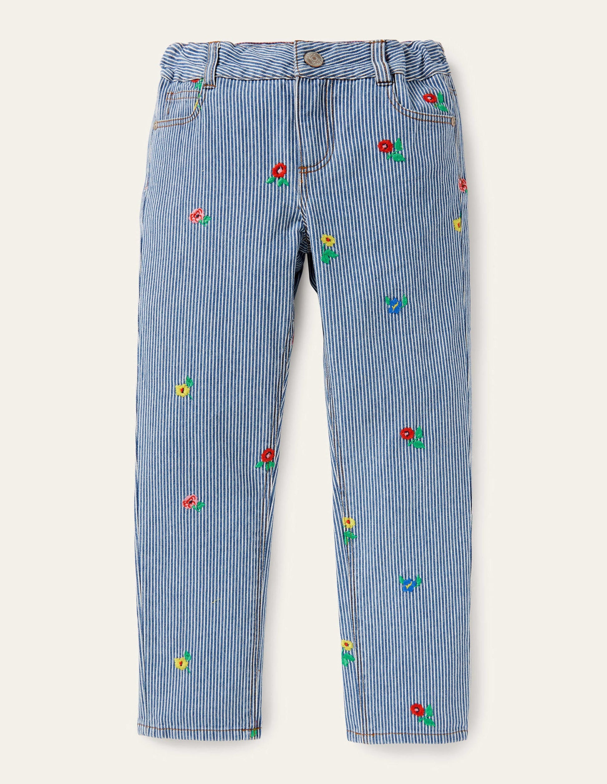 Girlfriend Jeans-Ticking Floral Embroidery-1