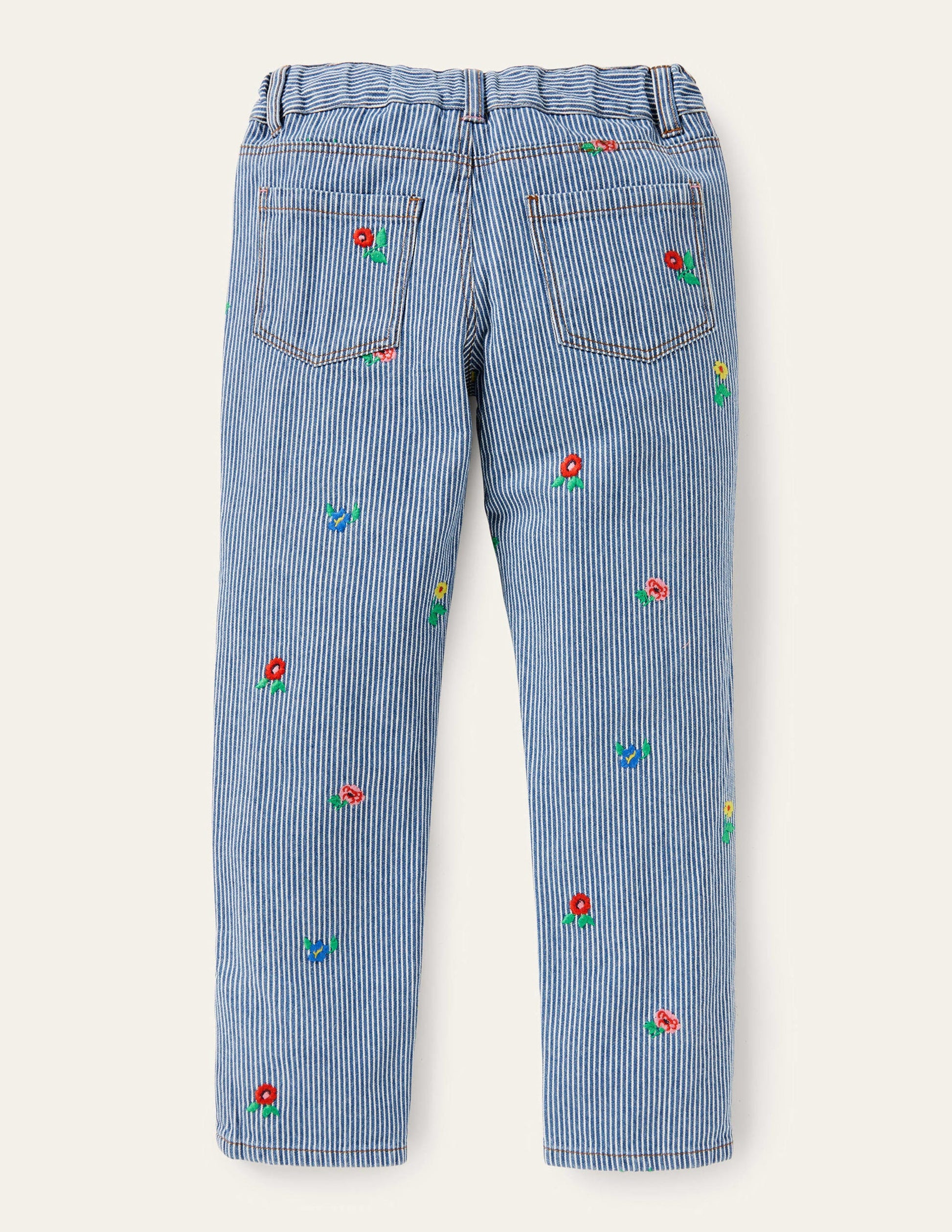 Girlfriend Jeans-Ticking Floral Embroidery-2