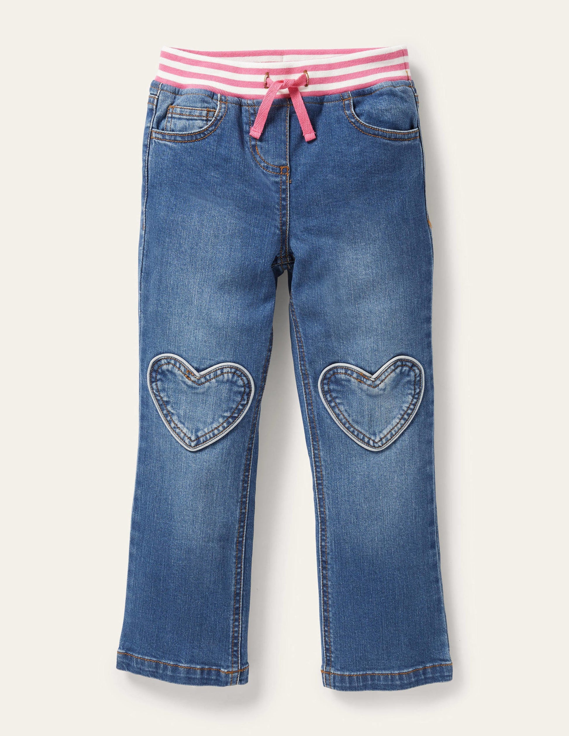 Heart Patch Jeans-Mid Vintage Denim-1