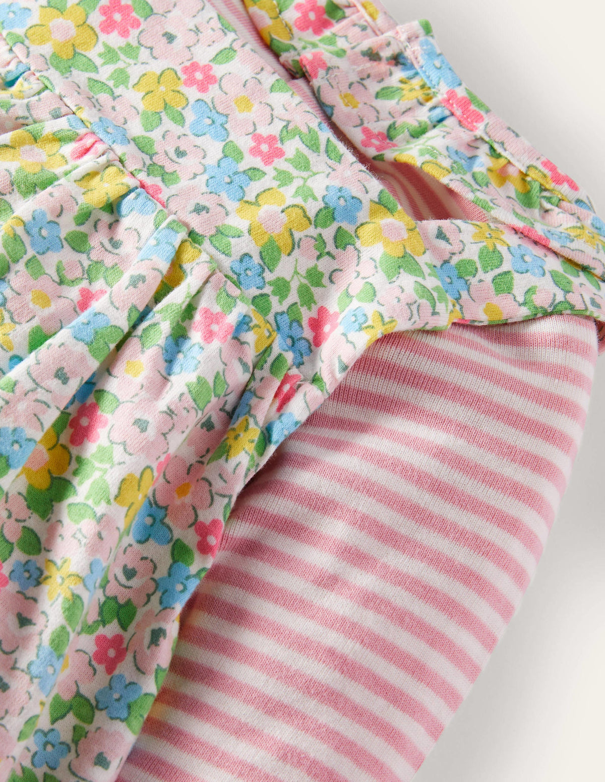 GOTS Organic Dungaree Set-Aqua Spring Floral-3