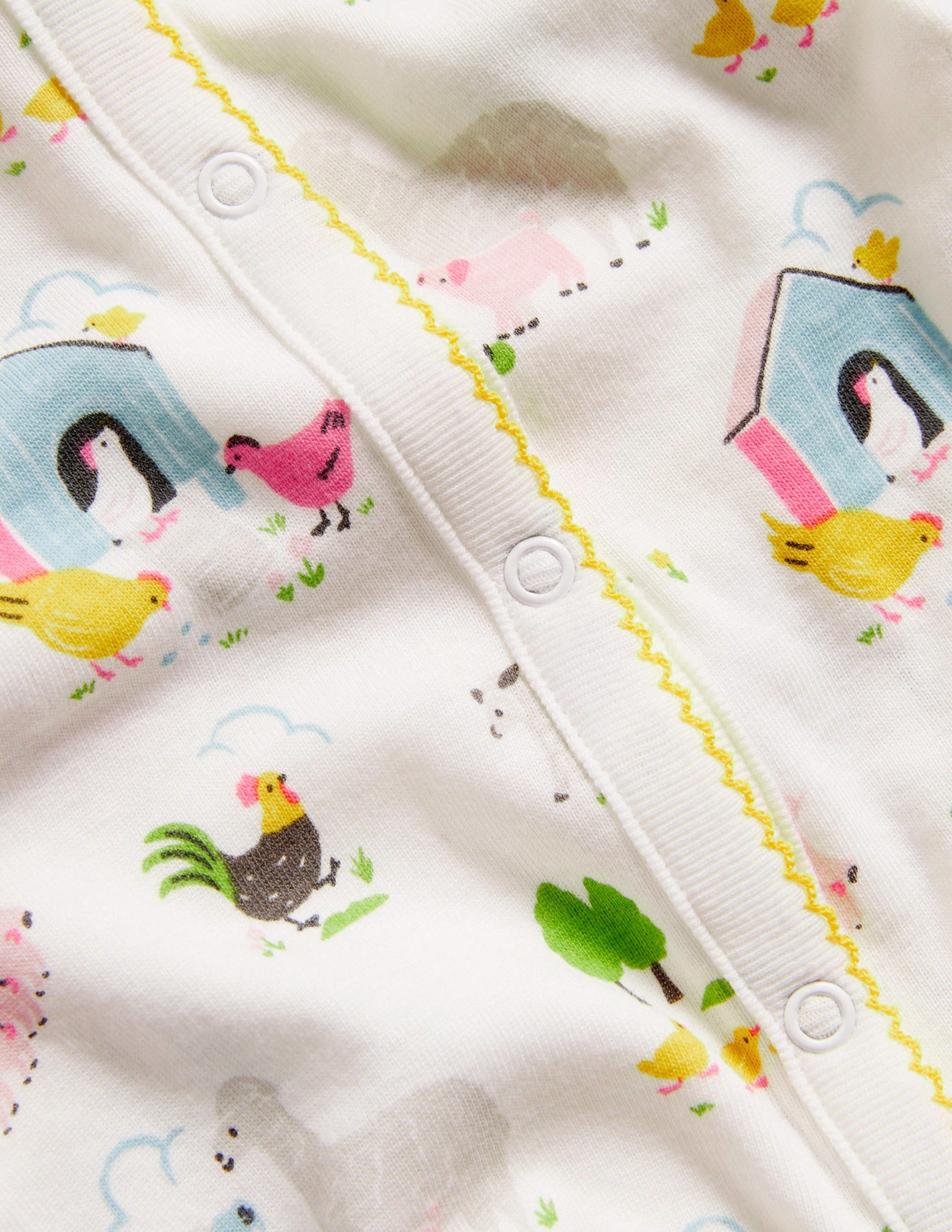 GOTS Organic 2 Pack Sleepsuit-Ivory Farmyard Friends-3