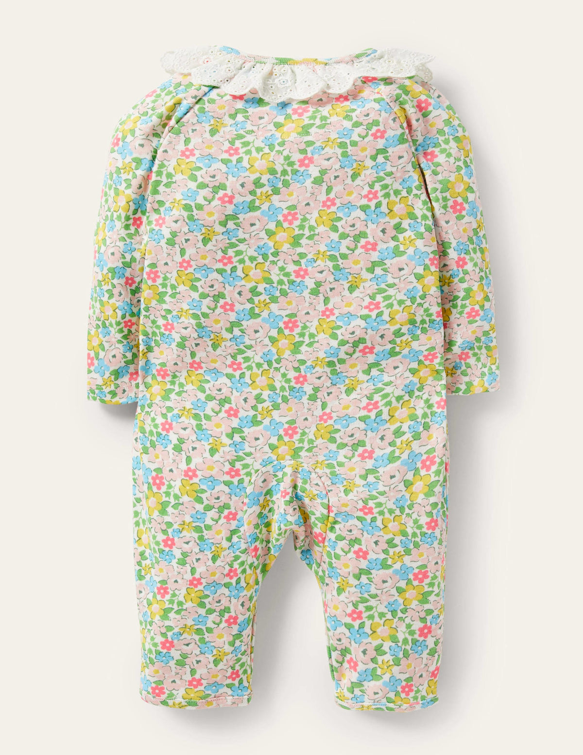 GOTS Organic Ruffle Romper-Aqua Spring Floral-2