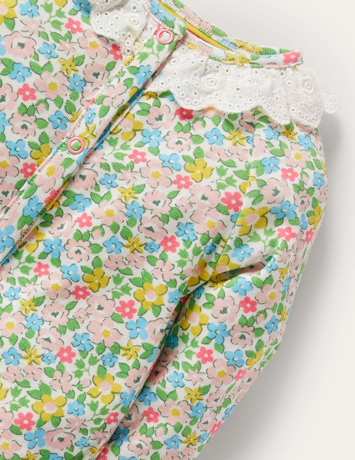 GOTS Organic Ruffle Romper-Aqua Spring Floral-3