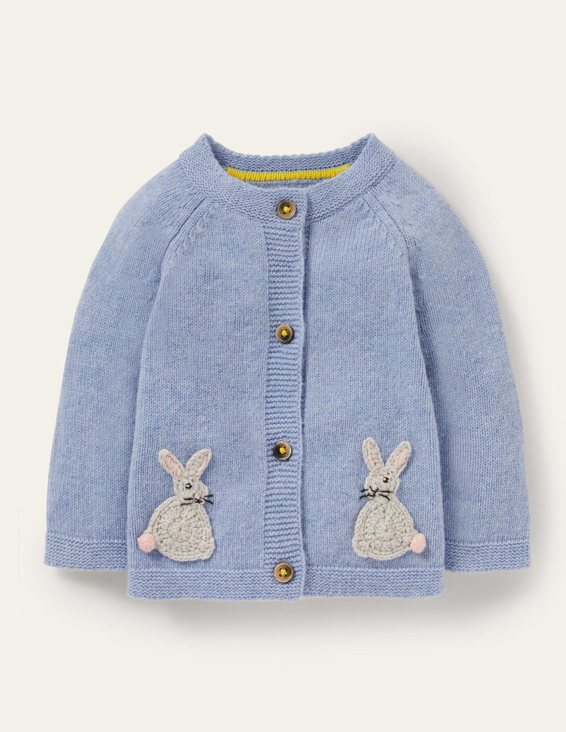 Newborn Crochet Cardigan-Frosted Blue Marl Bunnies-1