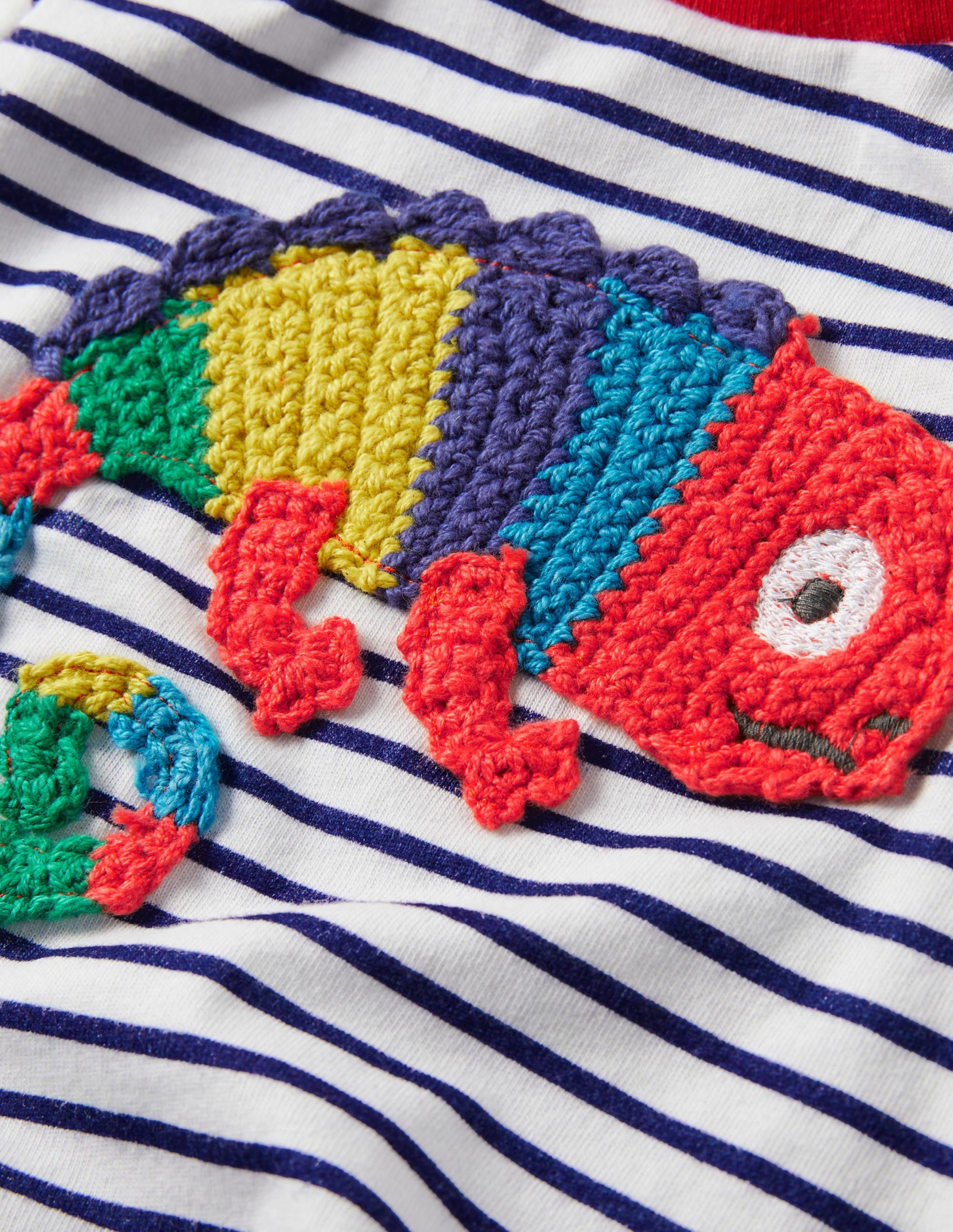 Striped Crochet T-shirt-Ivory/Starboard Chameleon - Image 3