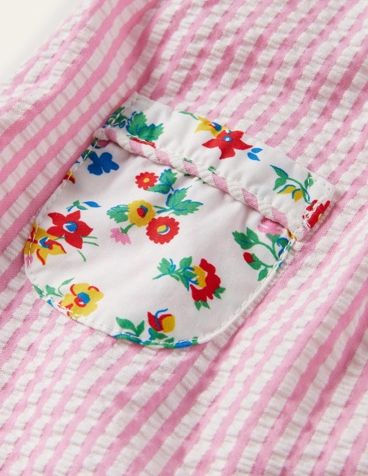 Ticking Woven Pinnie-Ivory/Petal Pink Ticking-3