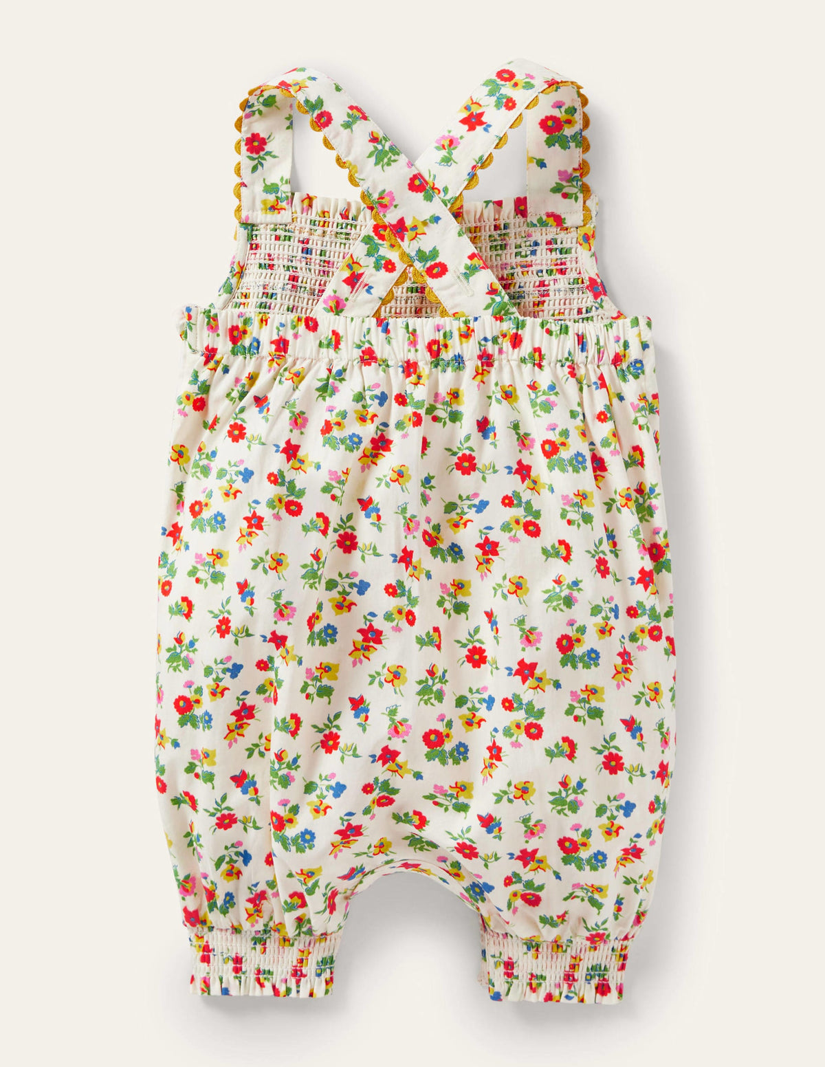 Smocked Woven Romper-Ivory Floral-2