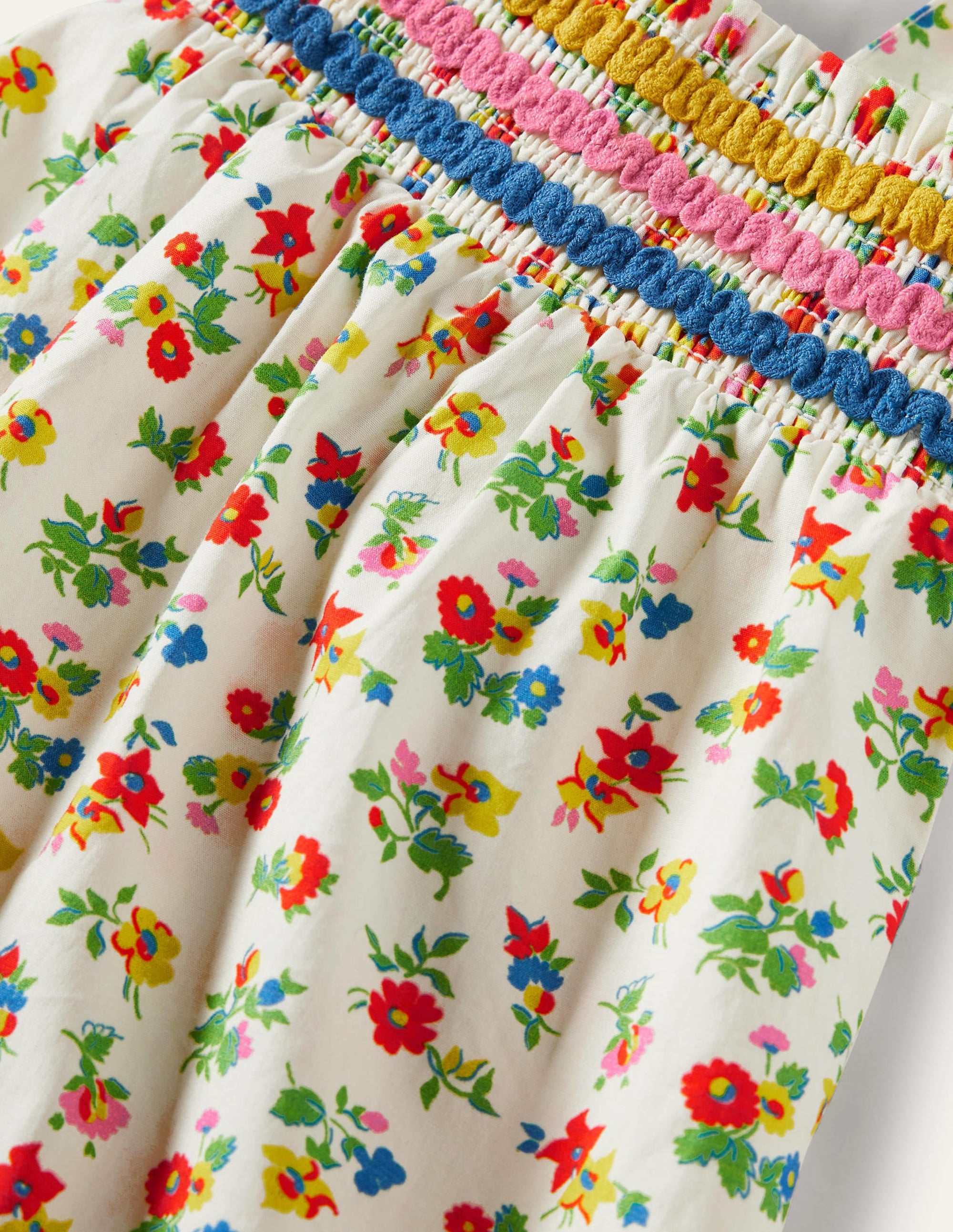 Smocked Woven Romper-Ivory Floral - Image 3